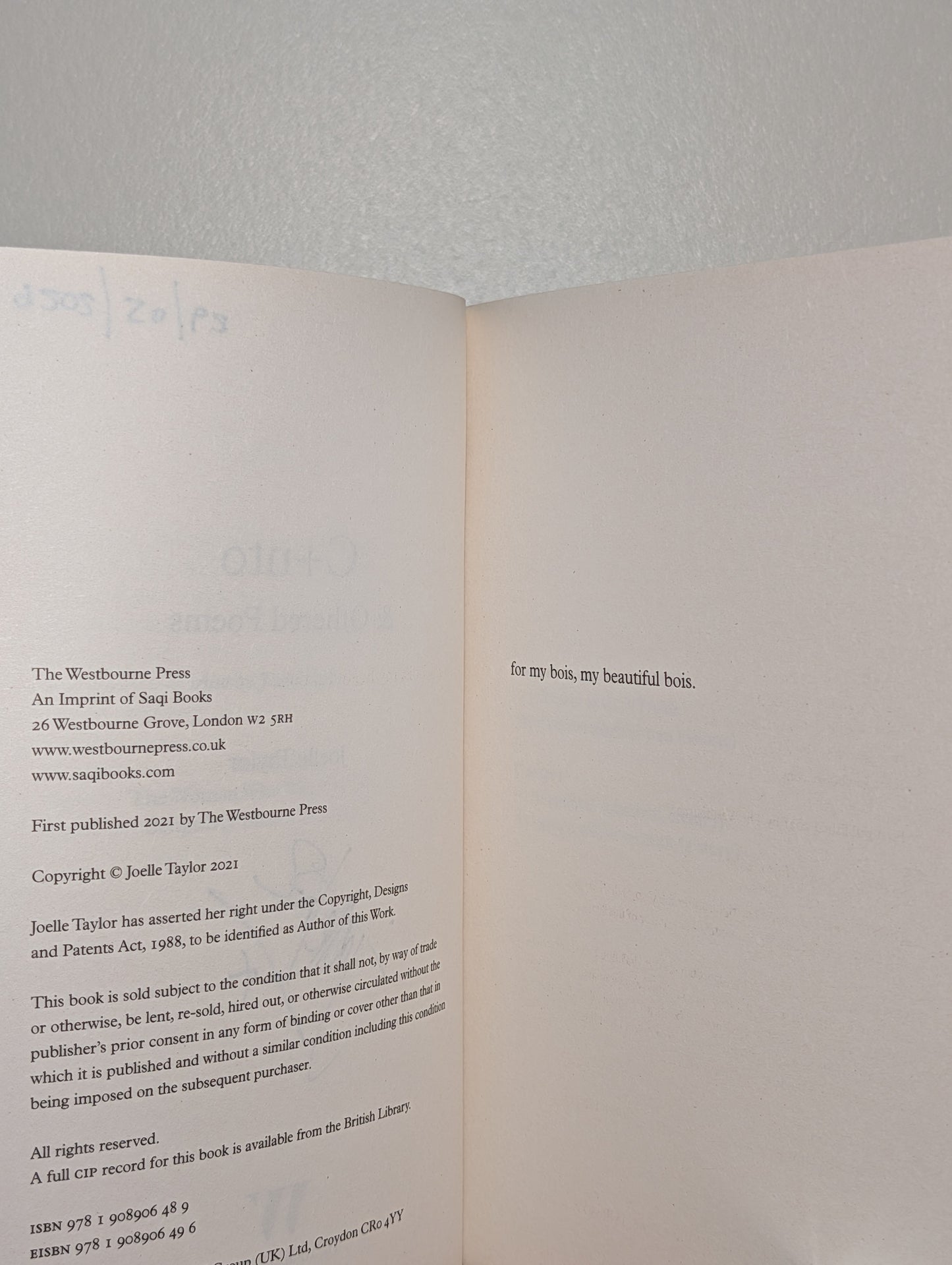 C+nto: & Othered Poems by Joelle Taylor (Signed Dated First Edition)