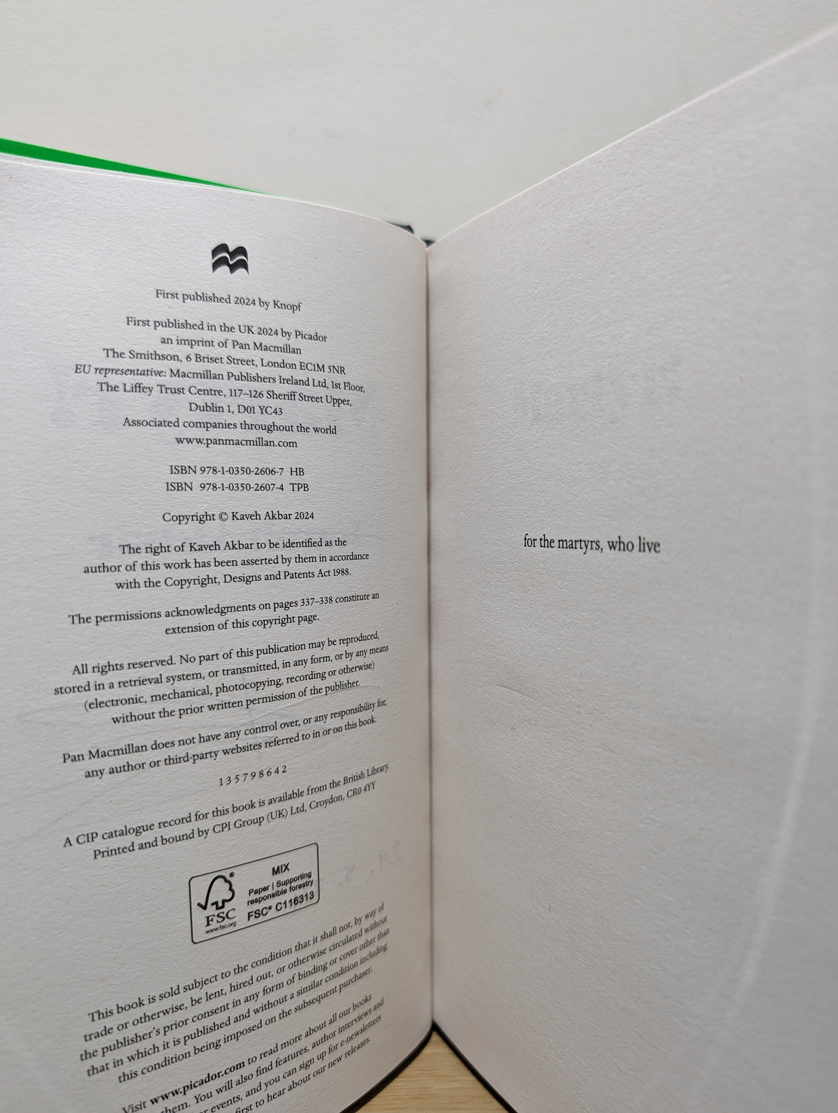 Martyr! by Kaveh Akbar (Signed Dated First Edition)