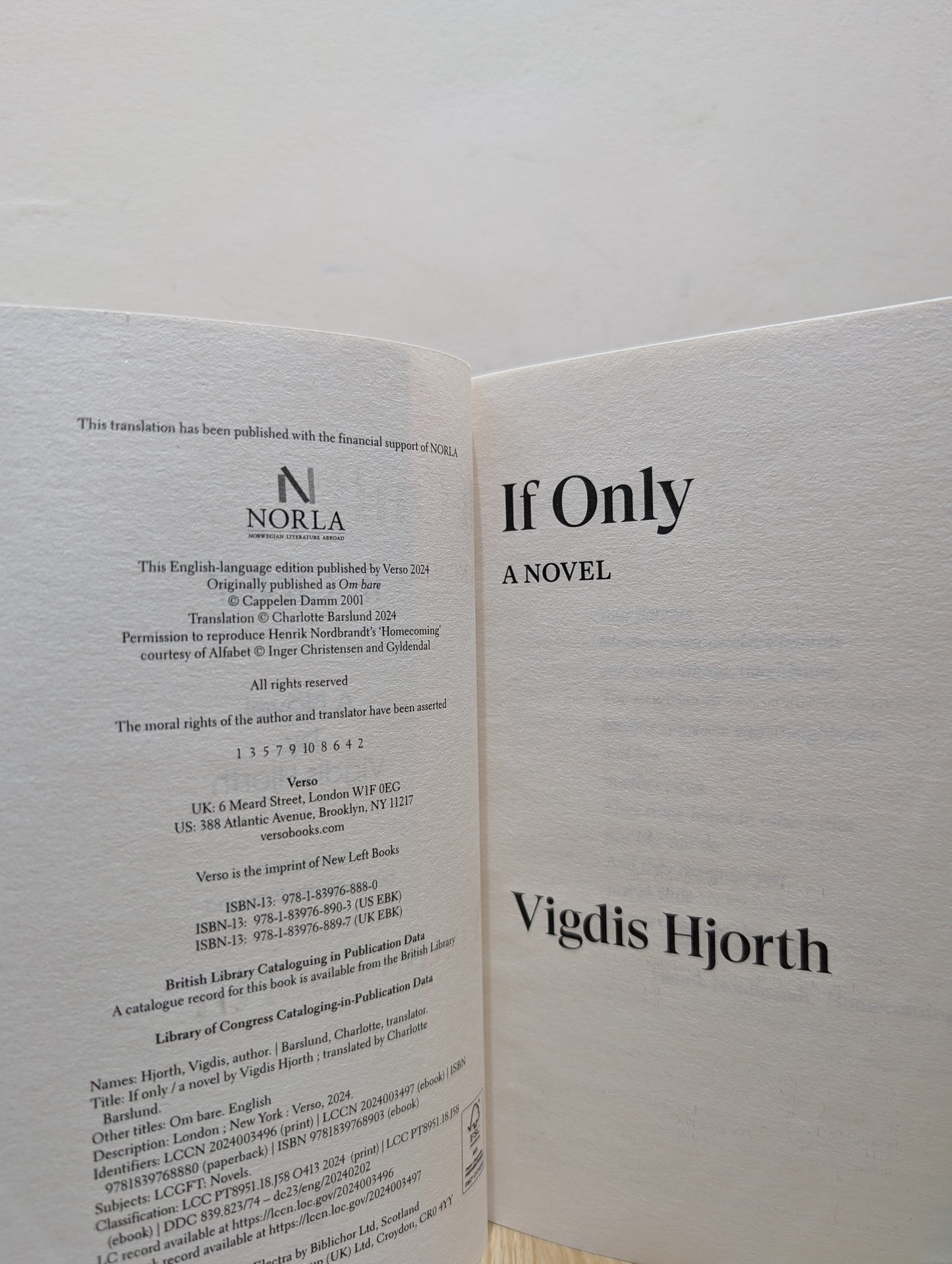 If Only by Vigdis Hjorth (Signed First Edition)