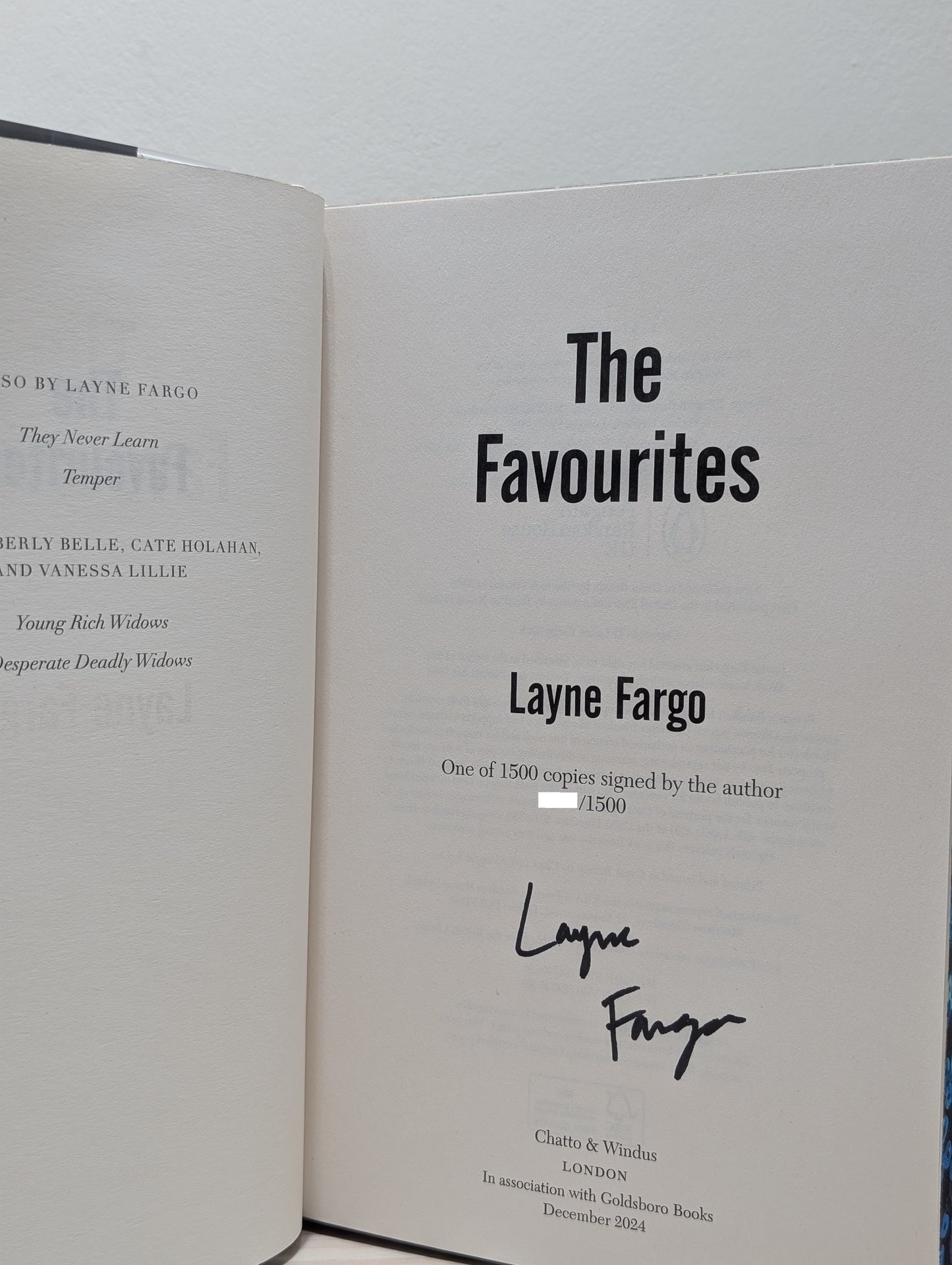 The Favourites by Layne Fargo (Signed Numbered First Edition with sprayed edges)