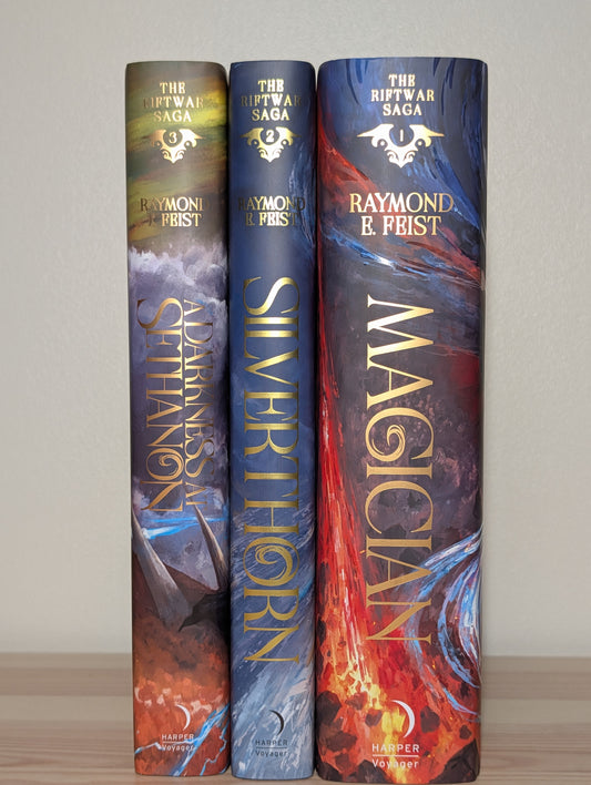 Riftwar Saga: Magician; Silverthorn; A Darkness at Sethanon by Raymond E. Feist (Signed Deluxe Edition with sprayed edges) - Fialta Books