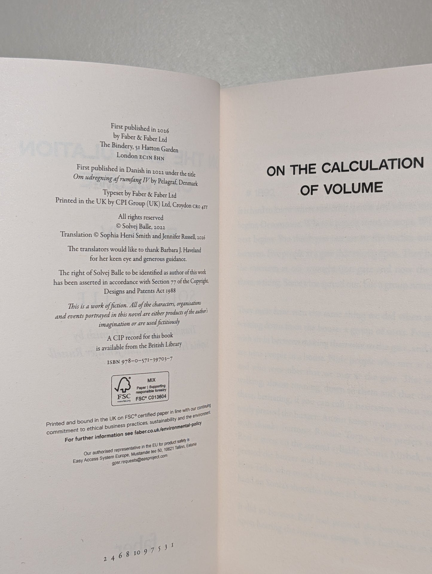 On the Calculation of Volume IV by Solvej Balle (Signed)