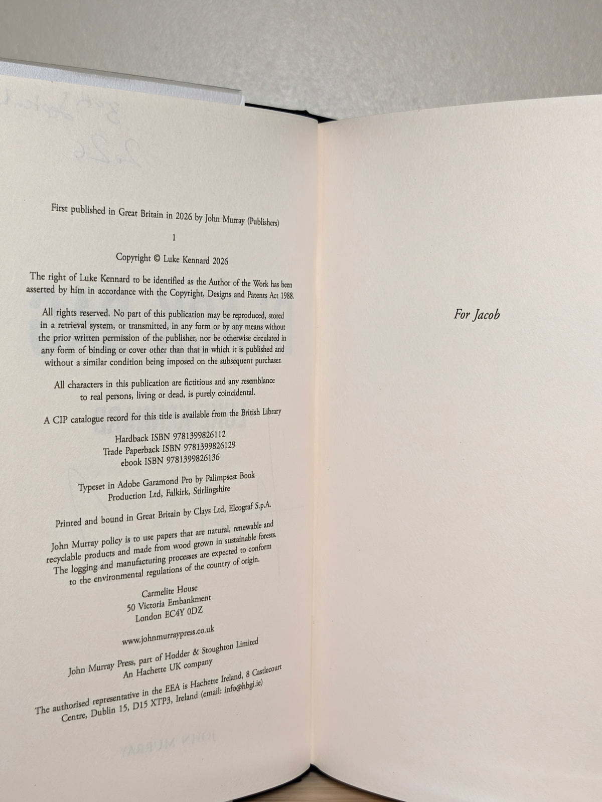 Black Bag by Luke Kennard (Signed Dated First Edition)