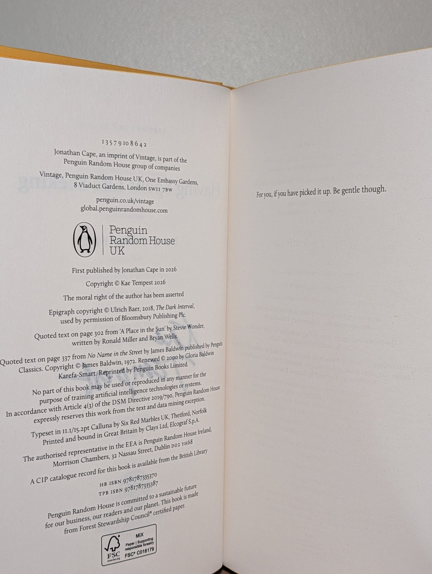 Having Spent Life Seeking by Kae Tempest (Signed First Edition with sprayed edges)