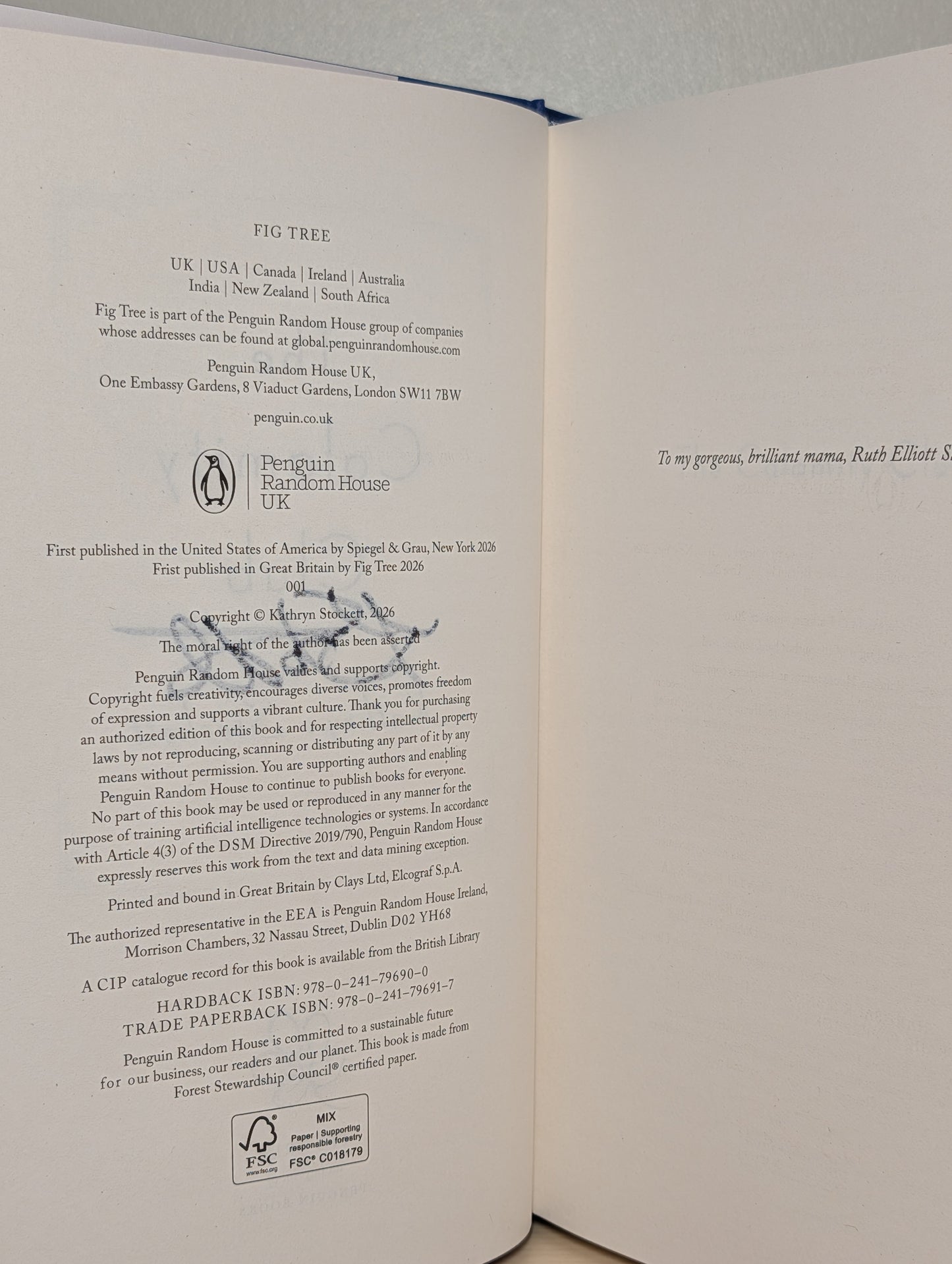 The Calamity Club by Kathryn Stockett (Signed to Title Page)