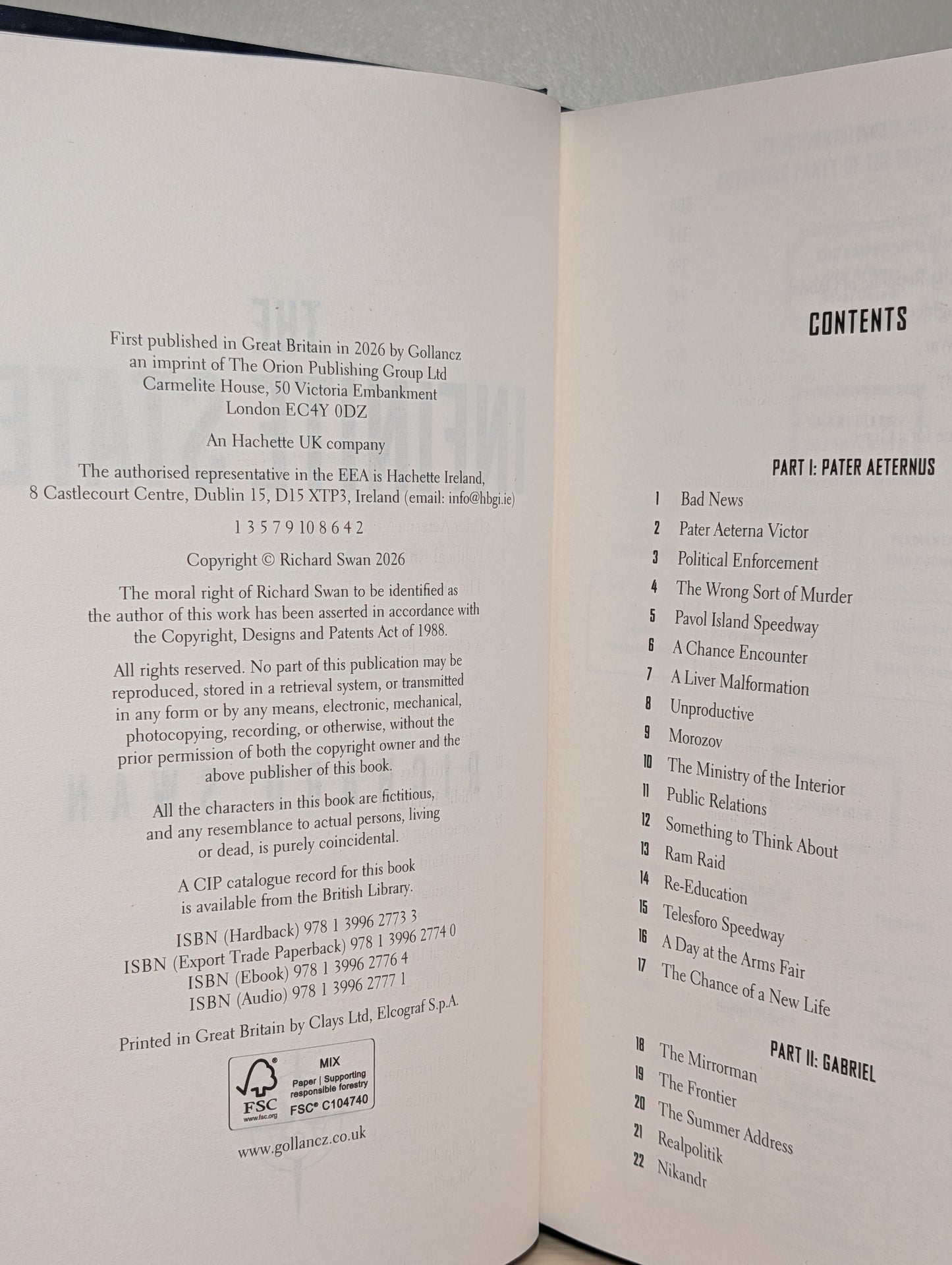 The Infinite State by Richard Swan (Signed First Edition with sprayed edges)