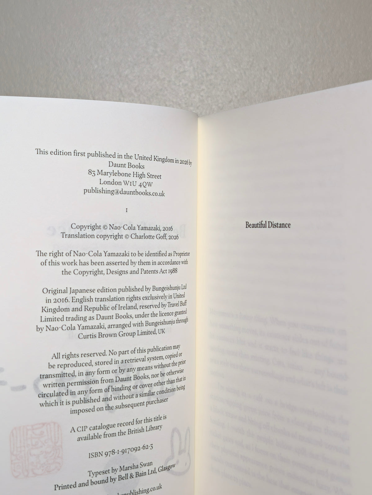 Beautiful Distance by Nao-Cola Yamazaki (Signed Stampted First Edition)
