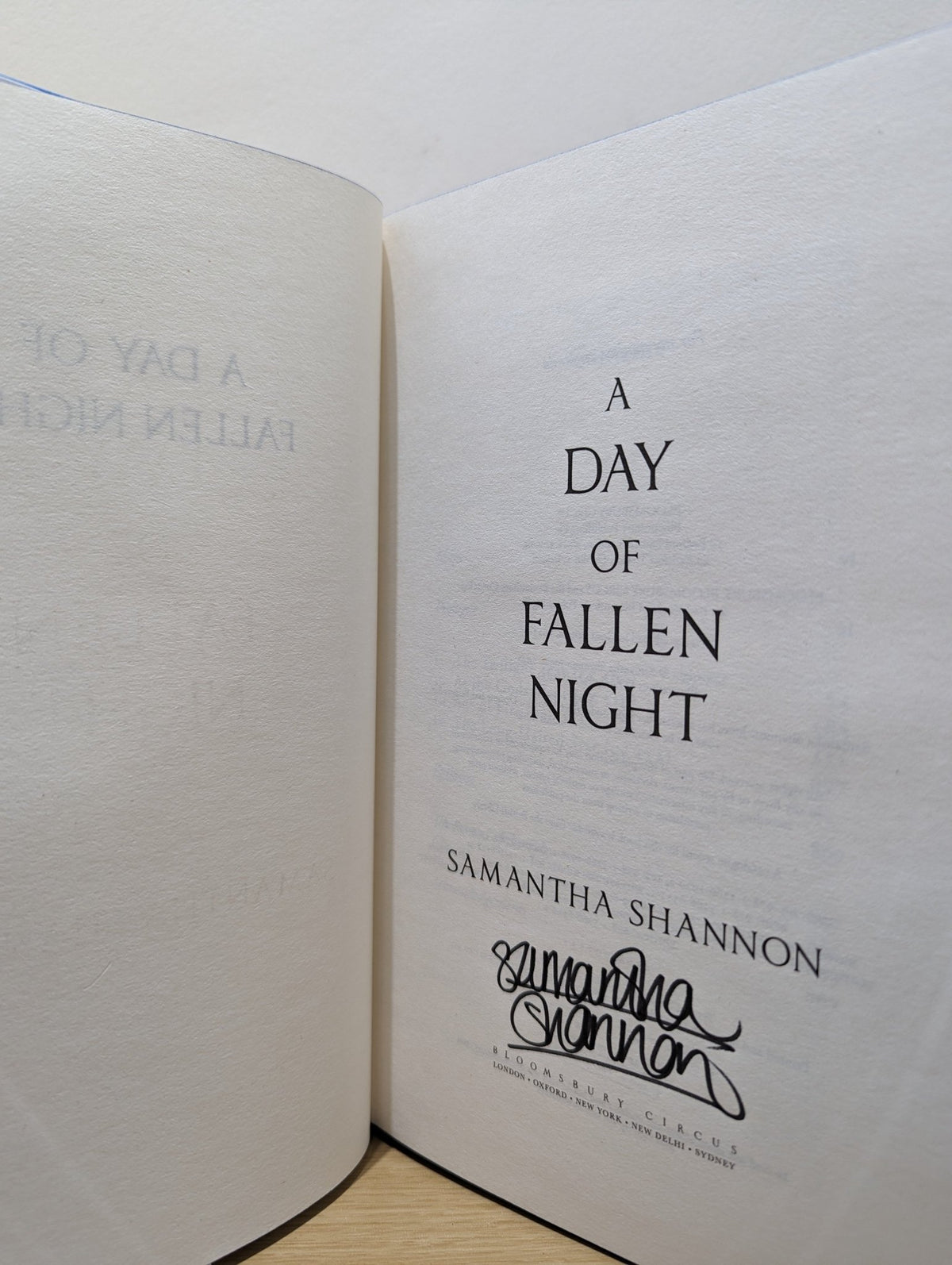 A Day of Fallen Night by Samantha Shannon (Signed First Edition with sprayed edges) - Fialta Books