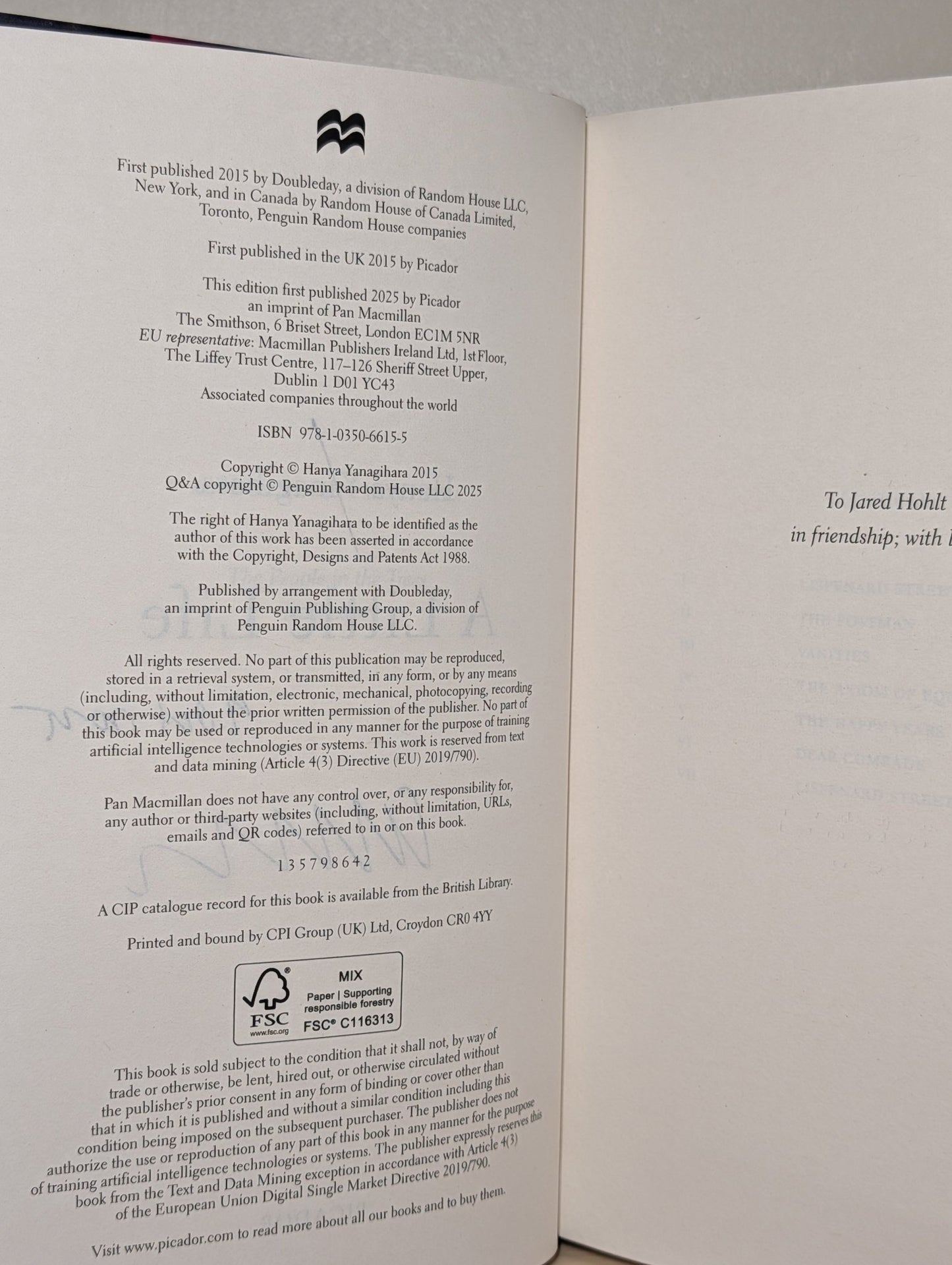 A Little Life by Hanya Yanagihara (Signed Dated Anniversary Edition) - Fialta Books