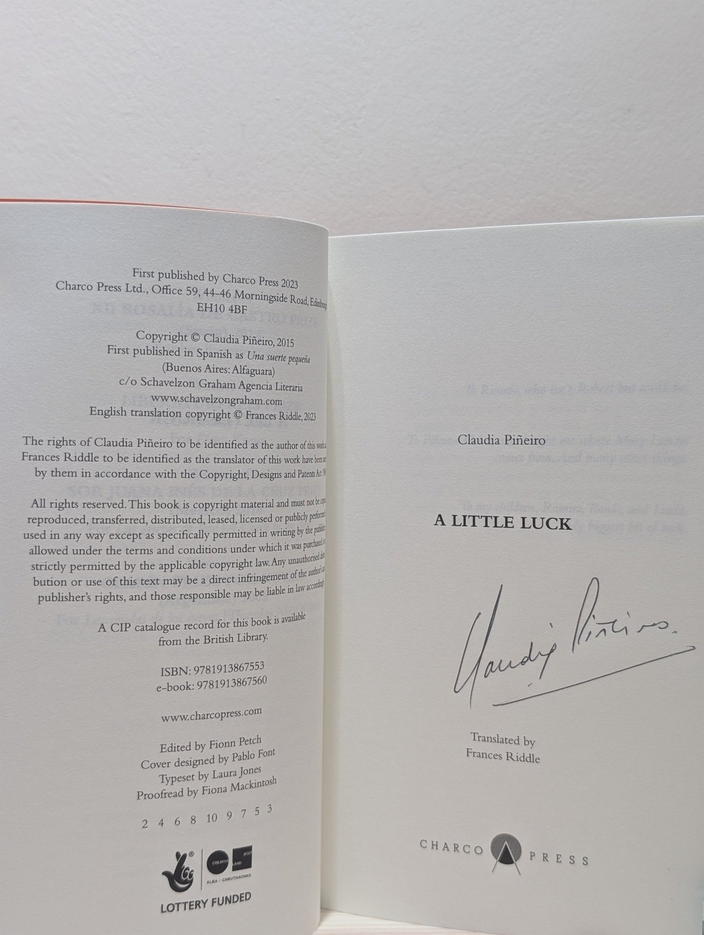 A Little Luck by Claudia Pineiro (Signed) - Fialta Books