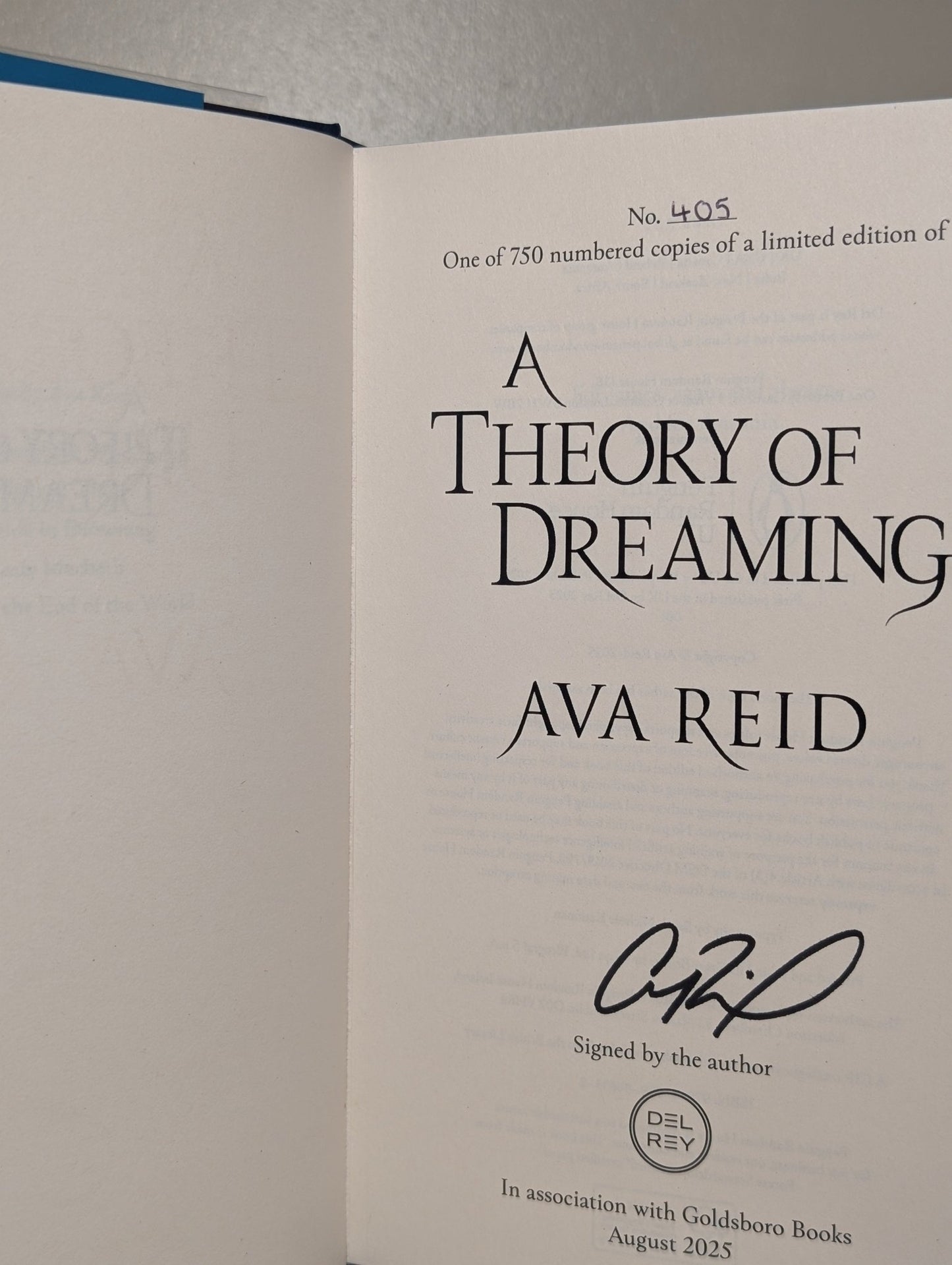 A Study in Drowning; A Theory of Dreaming by Ava Reid (Signed Numbered First Edition with sprayed edges) - Fialta Books