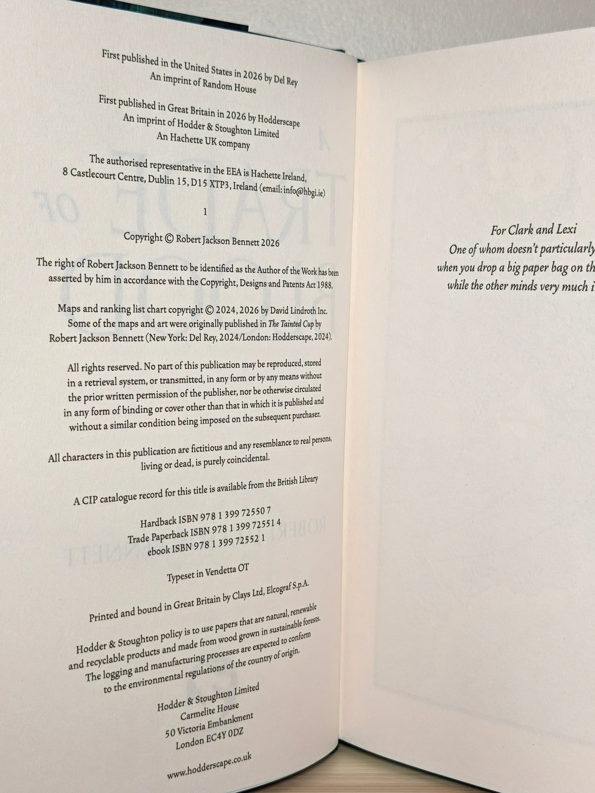 A Trade of Blood by Robert Jackson Bennett (Signed First Edition with sprayed edges) - Fialta Books