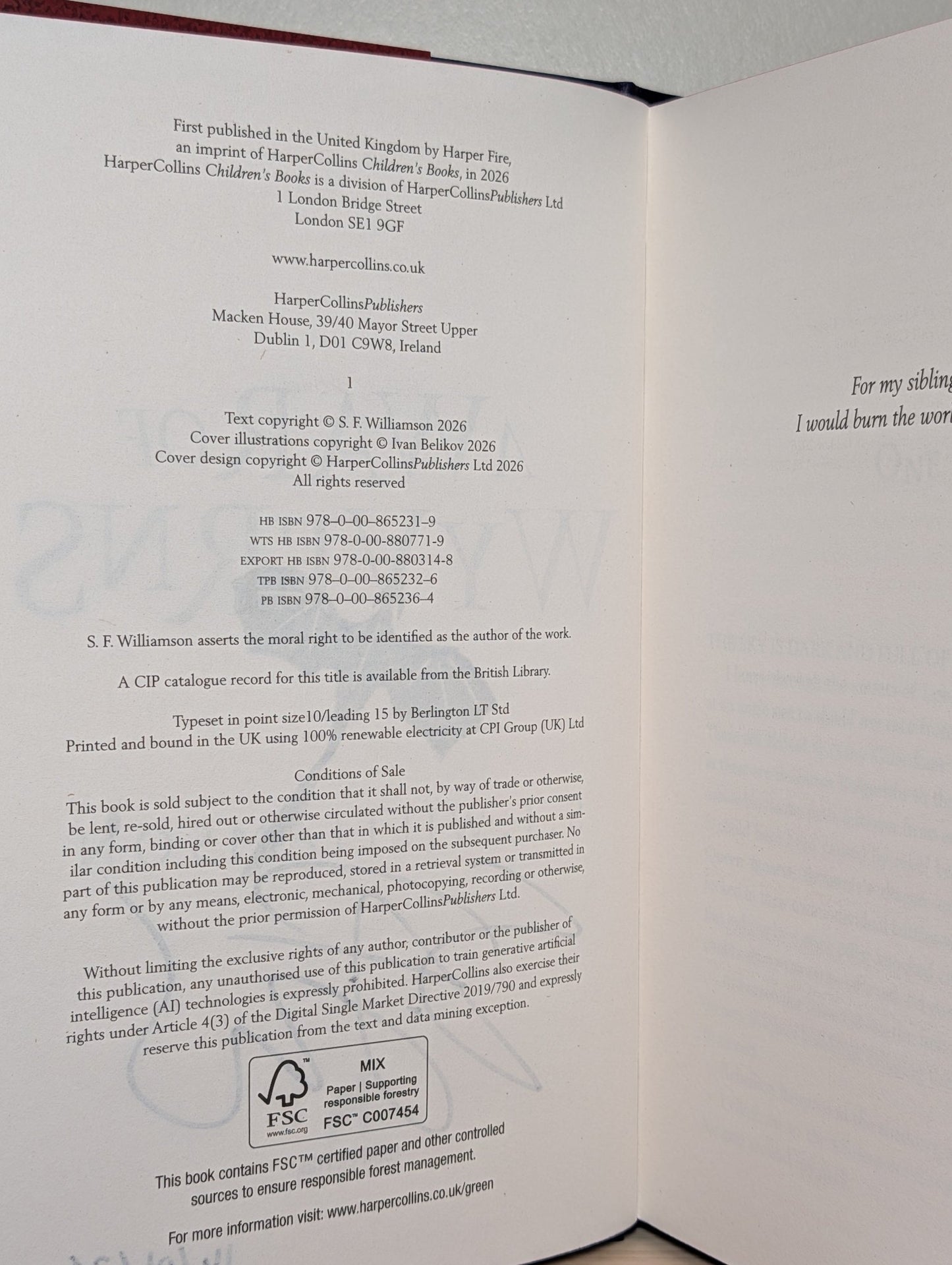 A War of Wyverns by S. F. Williamson (Signed Dated First Edition with sprayed edges) - Fialta Books