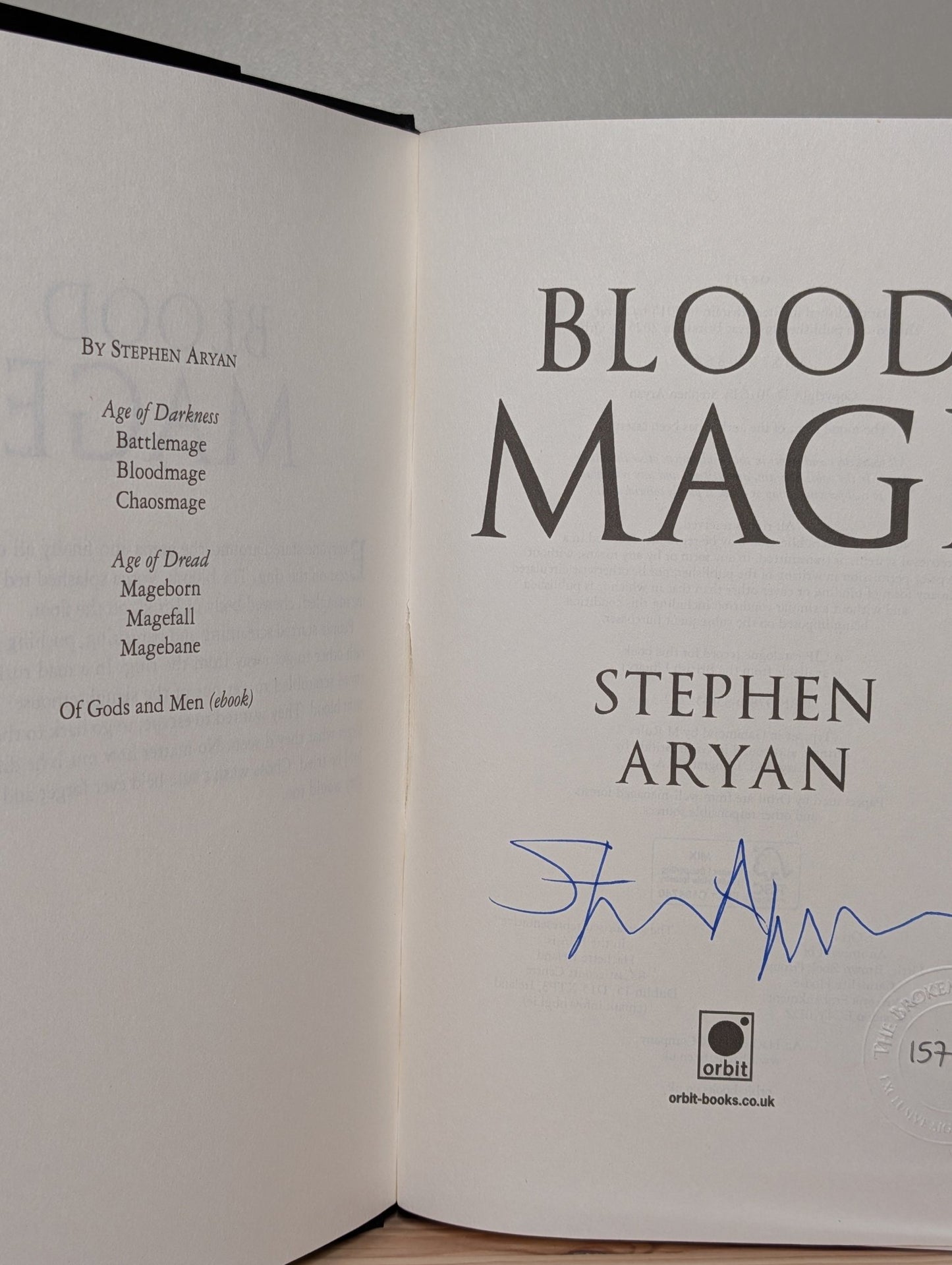 Age of Darkness Trilogy: Battlemage; Bloodmage; Chaosmage by Stephen Aryan (Signed) - Fialta Books