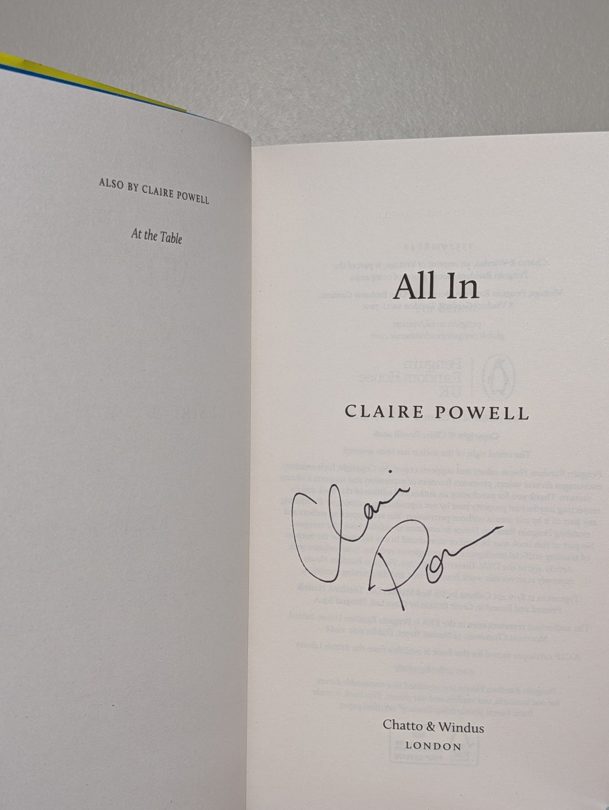 All In by Claire Powell (Signed First Edition) - Fialta Books