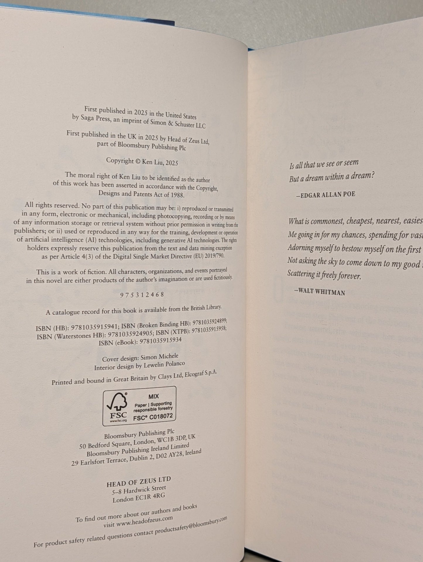 All That We See or Seem by Ken Liu (Signed First Edition with sprayed edges) - Fialta Books