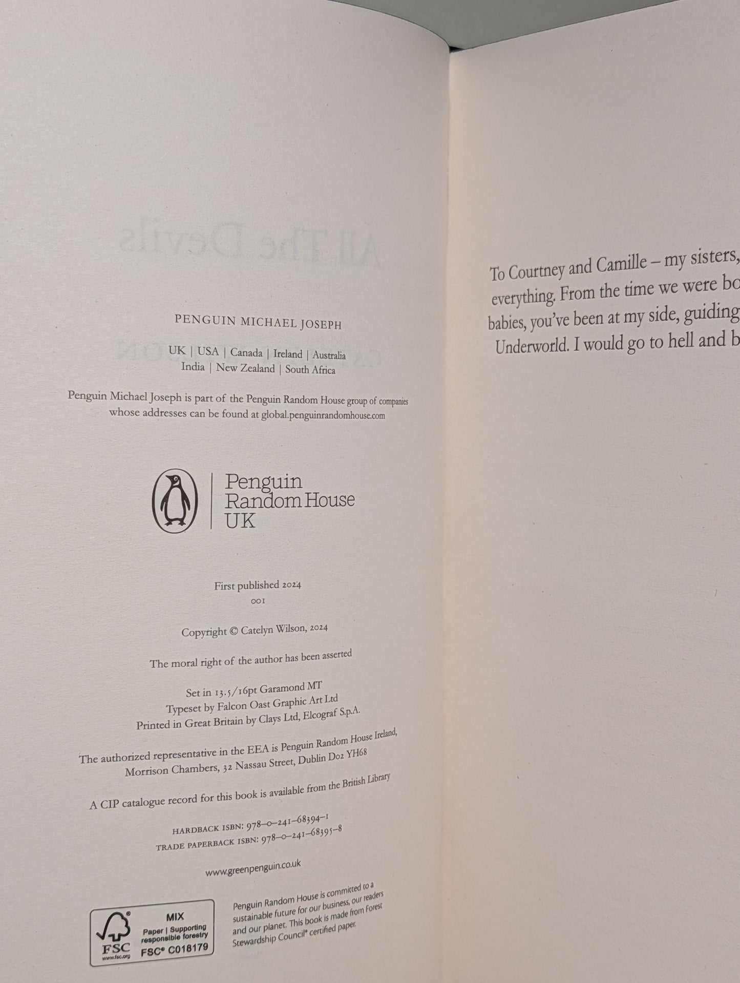 All The Devils; All The Wicked by Catelyn Wilson (Signed Set with sprayed edges) - Fialta Books