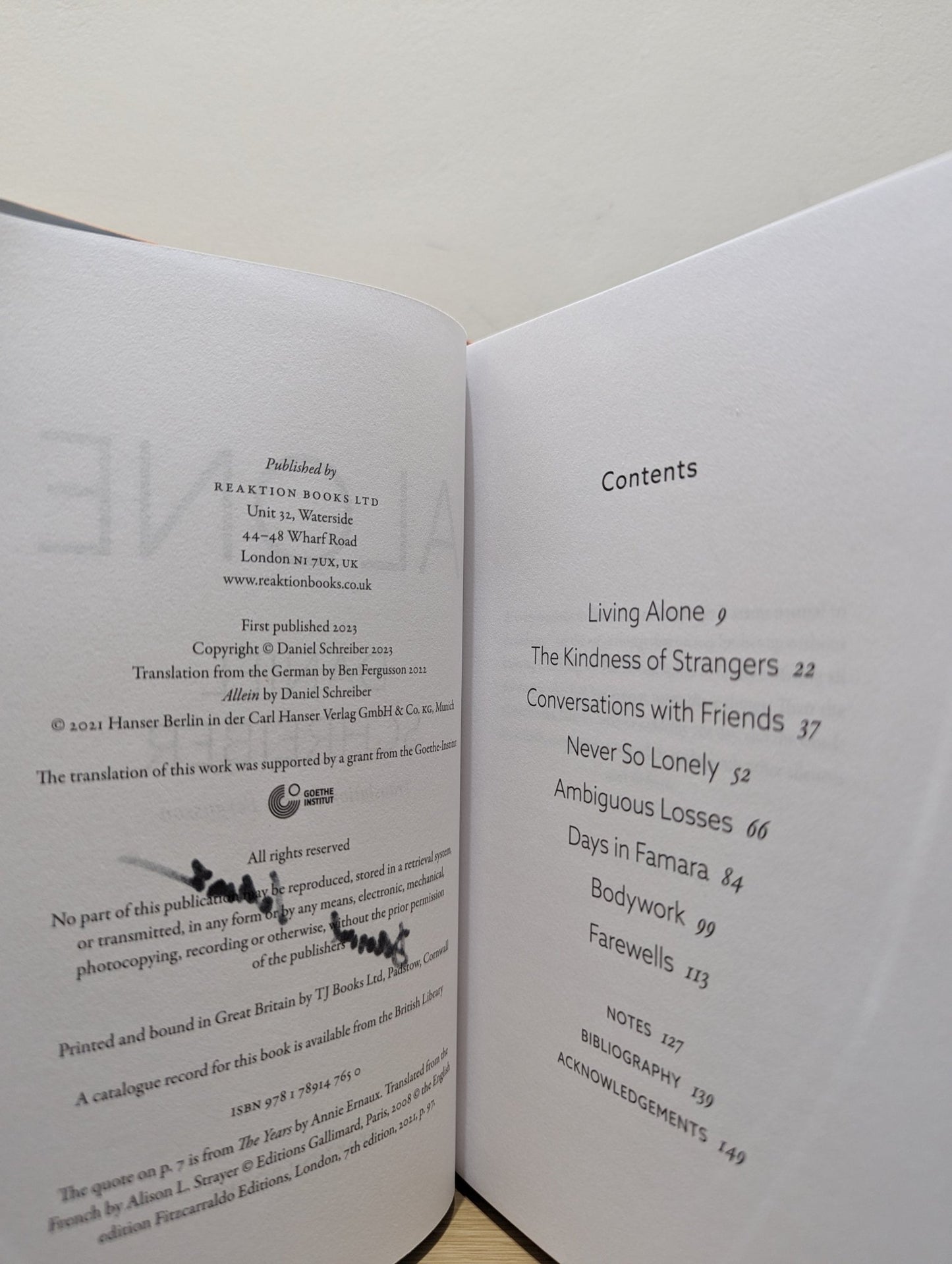 Alone: Reflections on Solitary Living by Daniel Schreiber (Signed First Edition) - Fialta Books