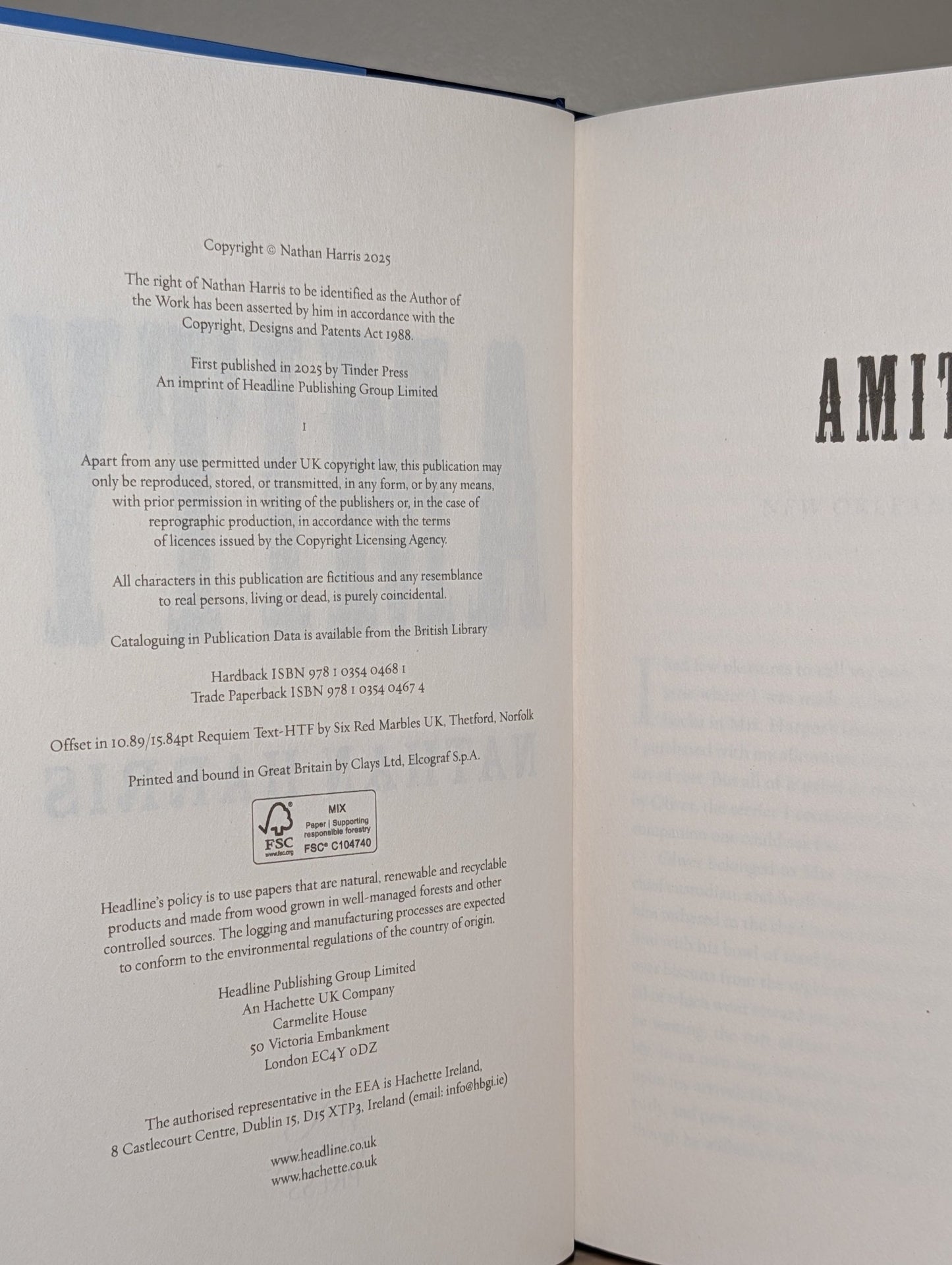AMITY by Nathan Harris (First Edition) - Fialta Books