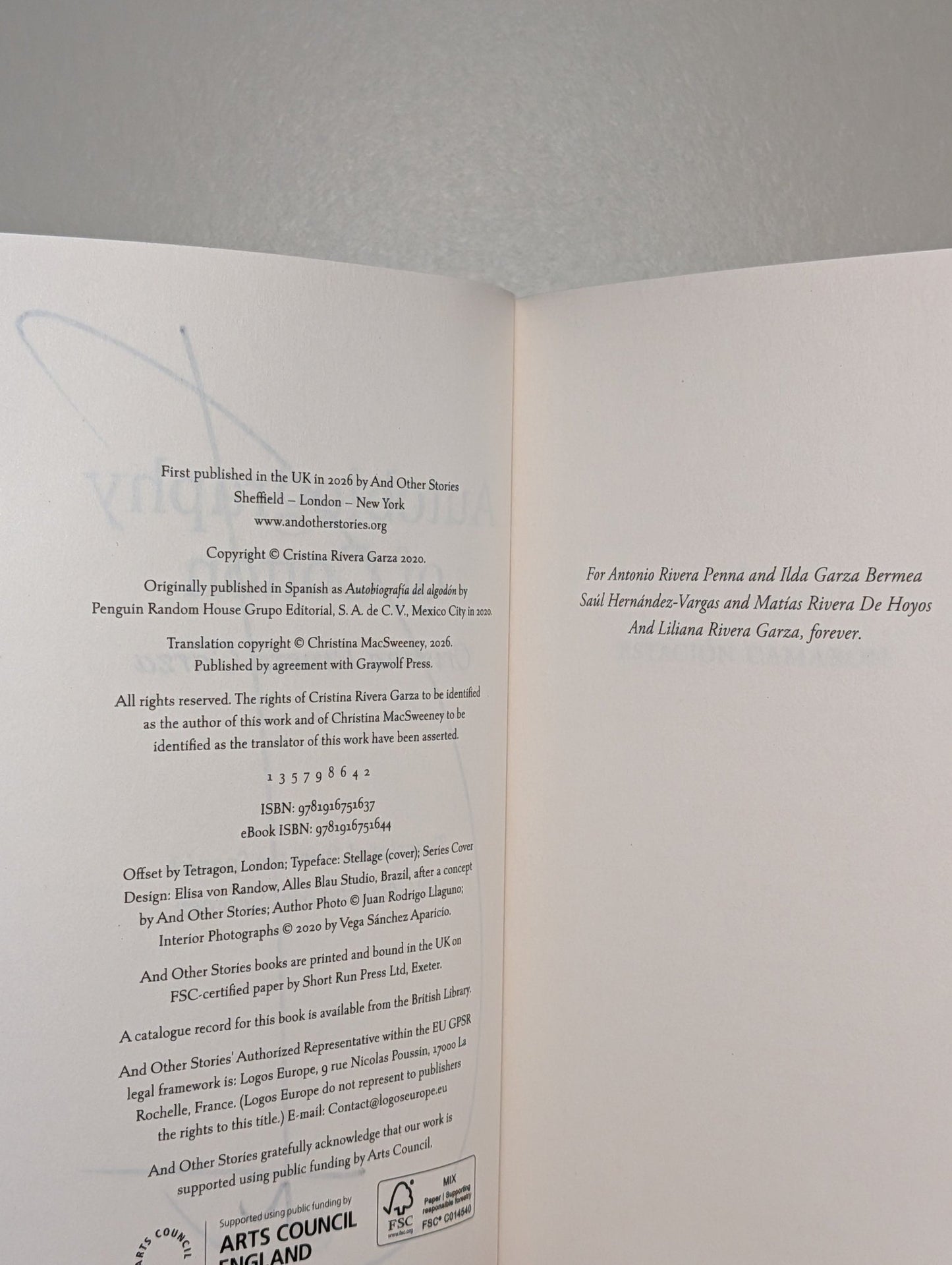 Autobiography of Cotton by Cristina Rivera Garza (Signed First Edition) - Fialta Books