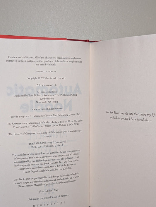 Automatic Noodle by Annalee Newitz (First Edition) - Fialta Books