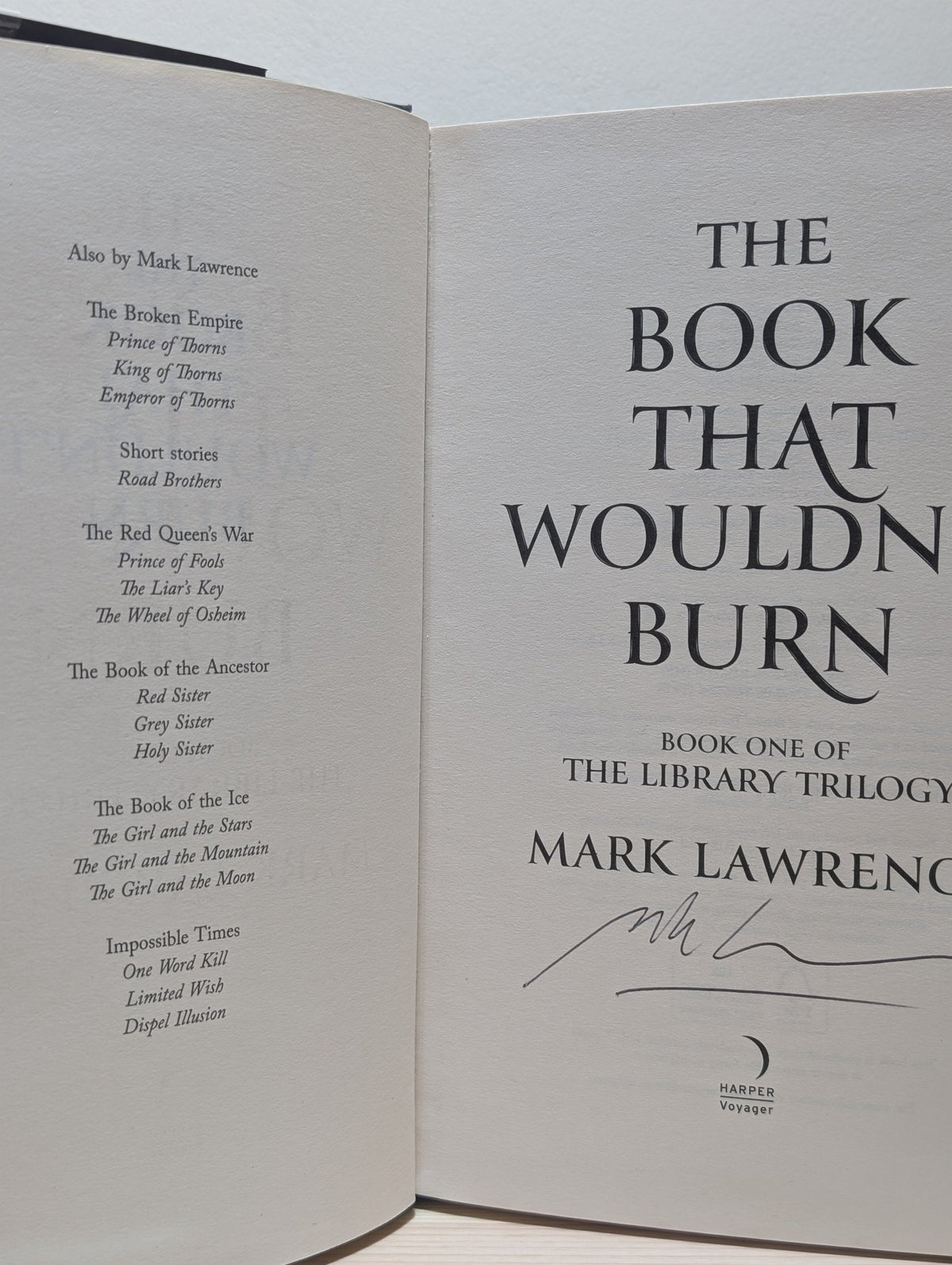 Book That Wouldn't Burn; Book That Broke the World; Book that Held Her Heart by Mark Lawrence (Signed) - Fialta Books