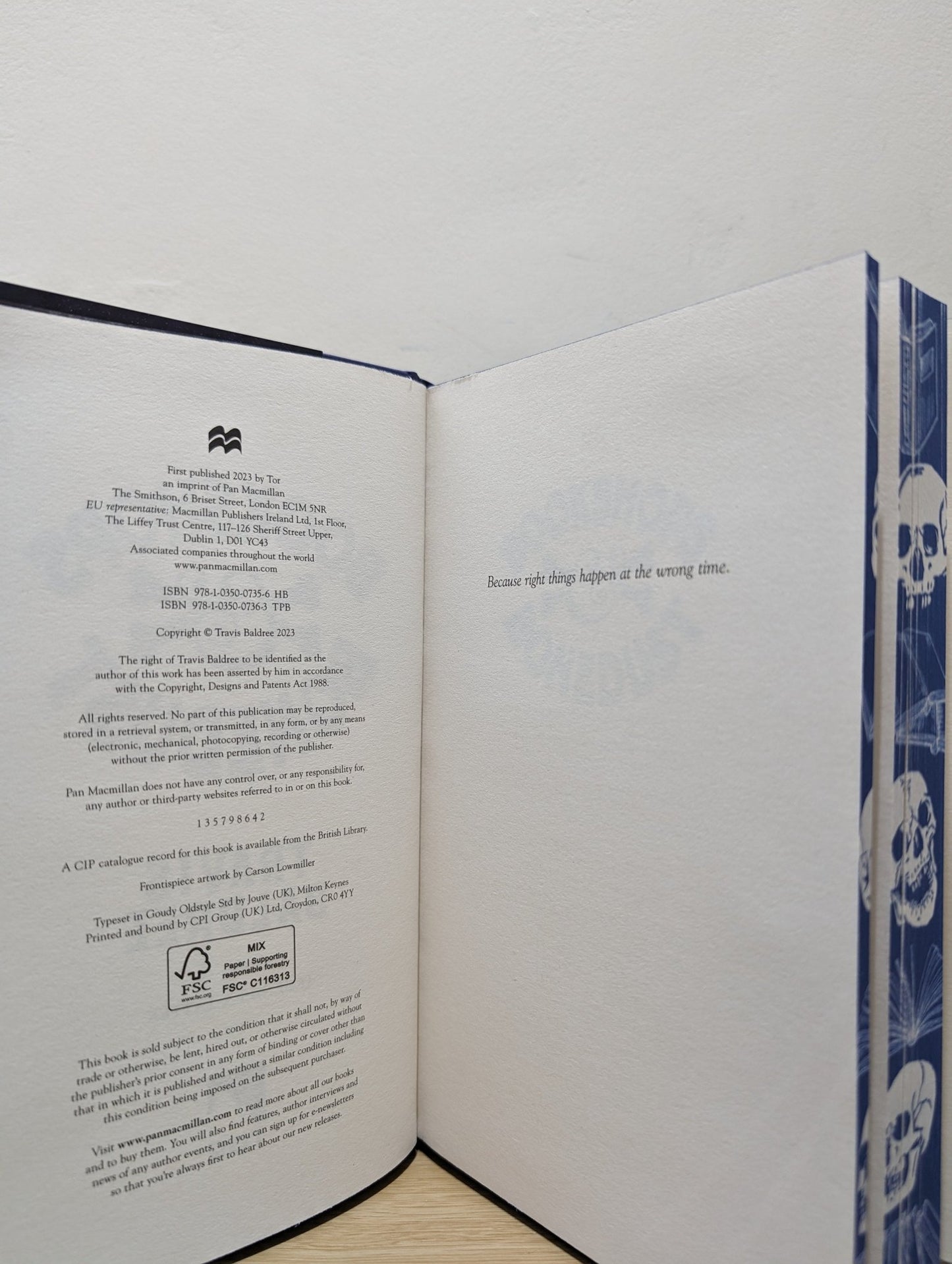 Bookshops & Bonedust by Travis Baldree (Signed First Edition with sprayed skull edges) - Fialta Books