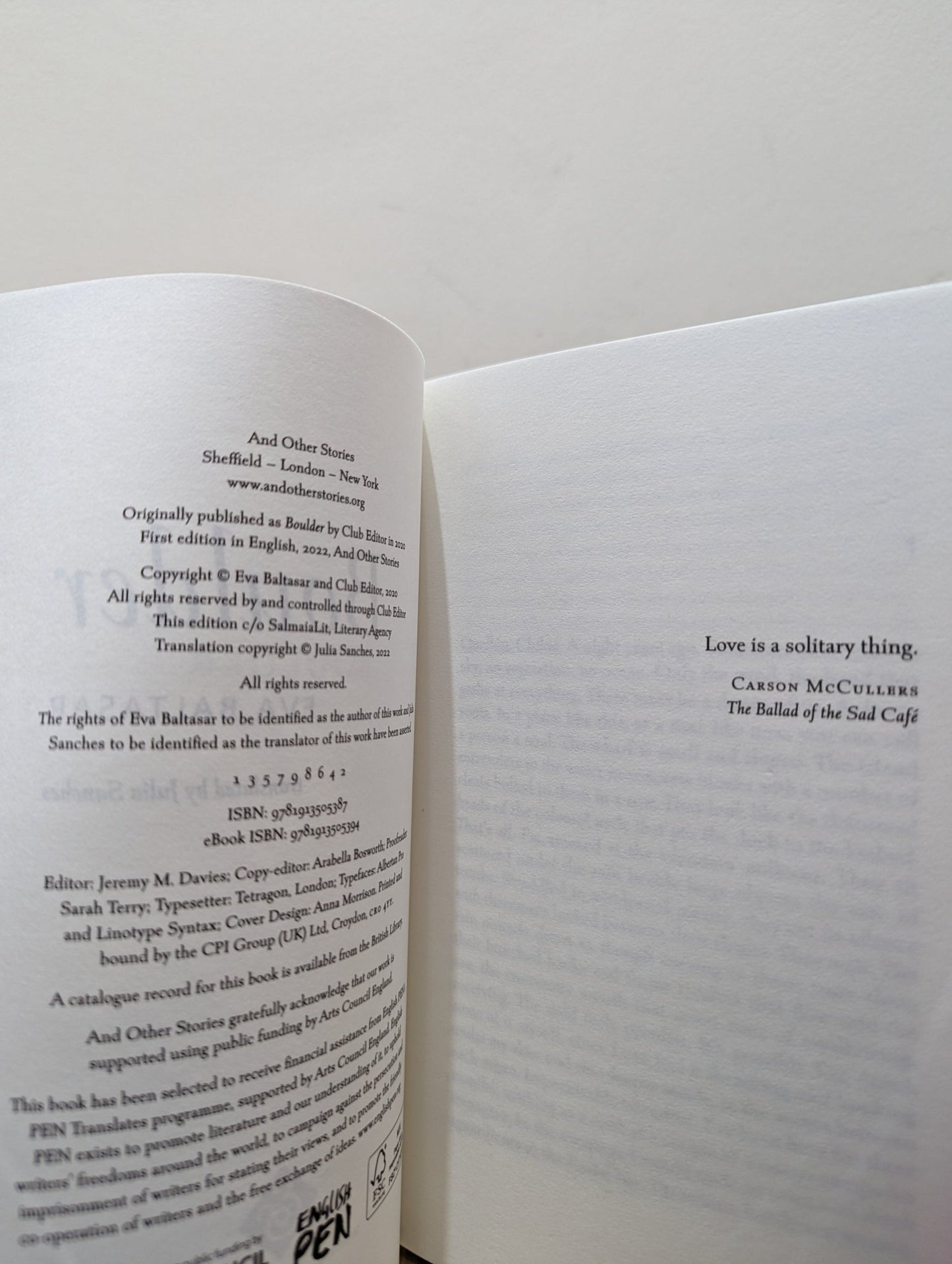 Boulder by Eva Baltasar (First Edition) - Fialta Books