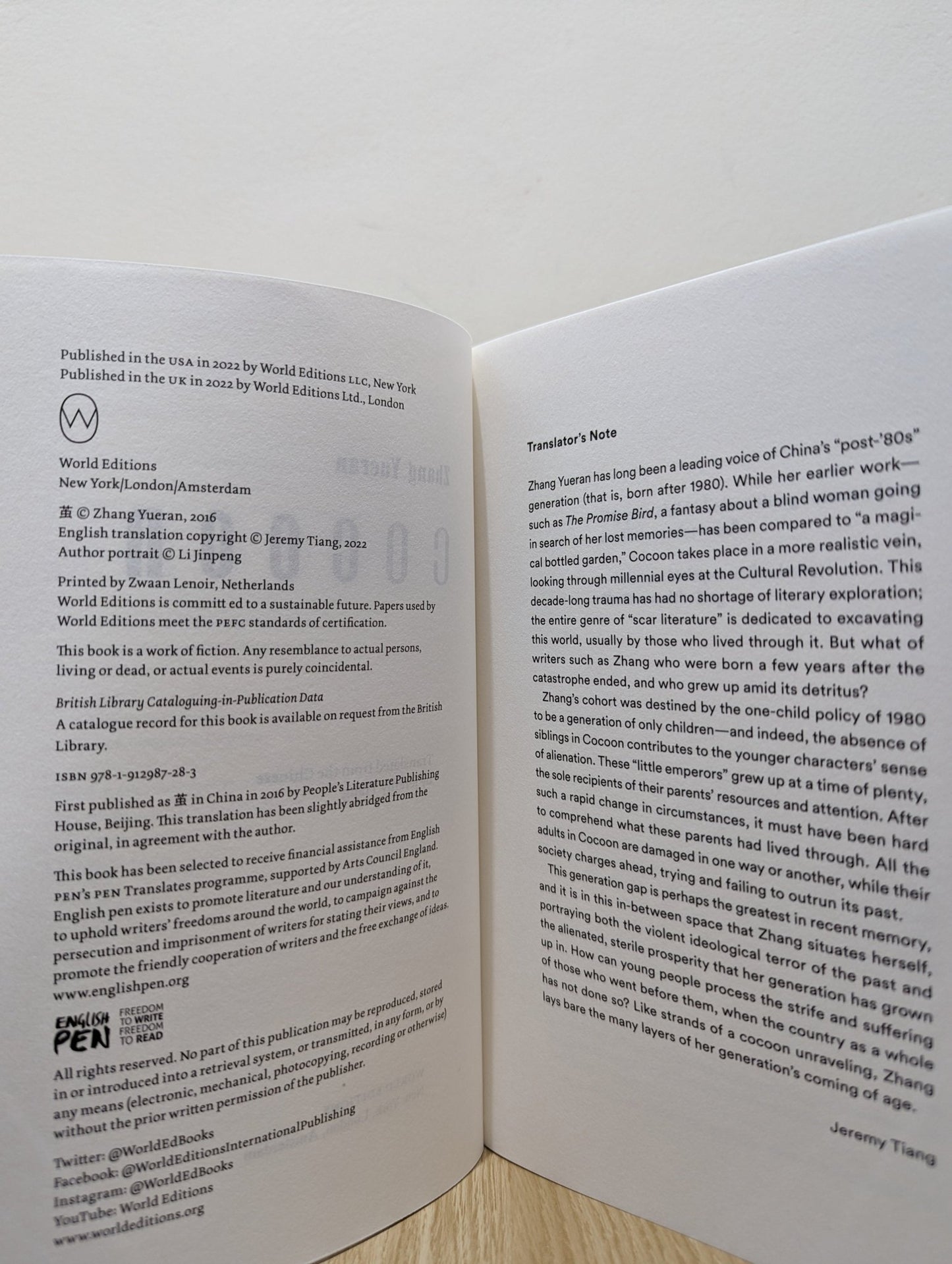 Cocoon by Yueran; Zhang; Tiang; Jeremy (First Edition) - Fialta Books