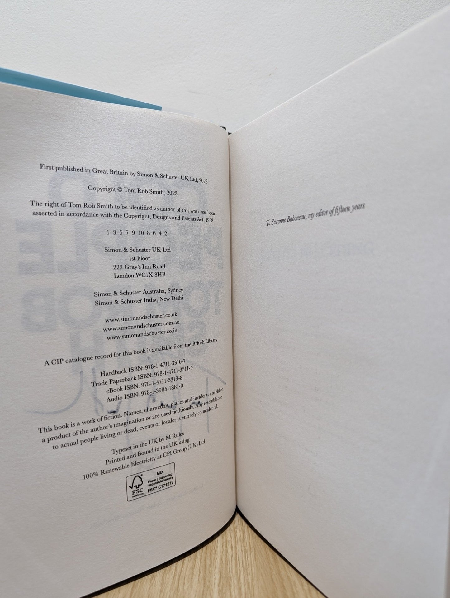 Cold People by Tom Rob Smith (Signed First Edition) - Fialta Books