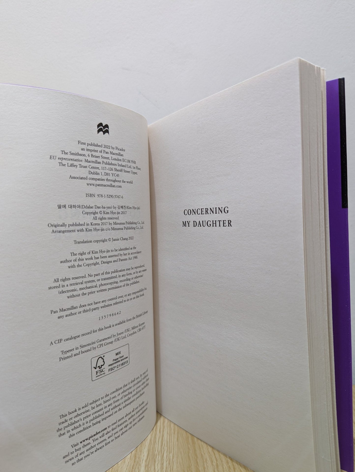 Concerning My Daughter by Kim Hye - jin (Signed First Edition) - Fialta Books