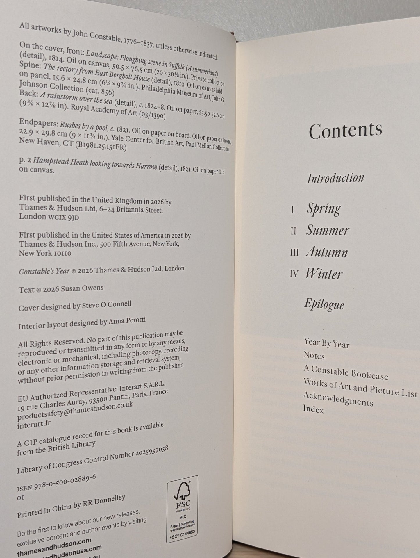 Constable's Year: An Artist in Changing Seasons by Susan Owens (Signed First Edition) - Fialta Books