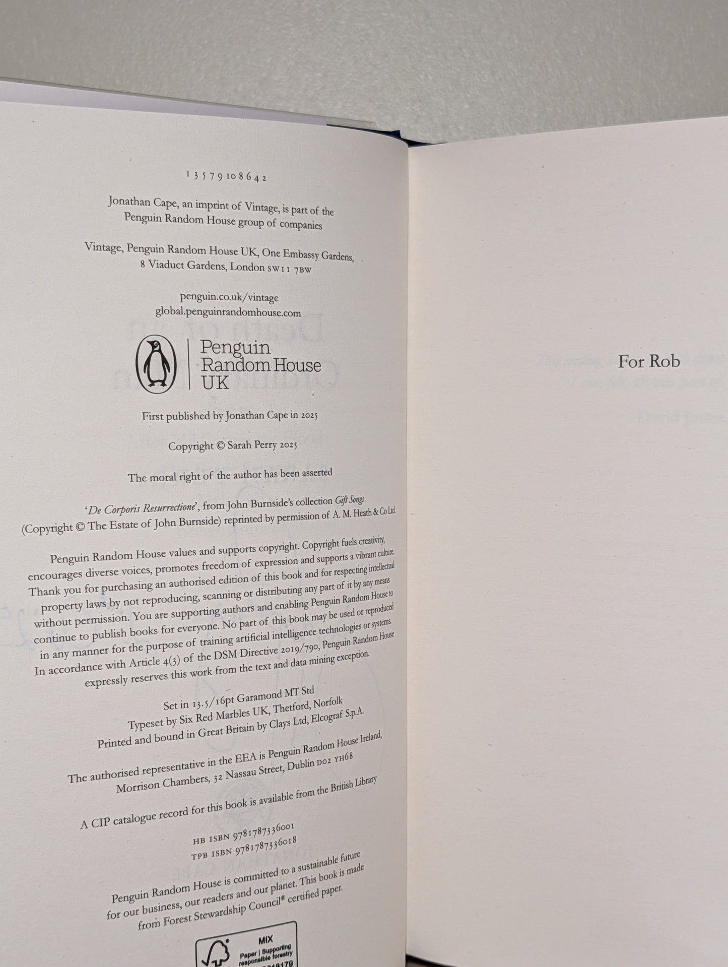 Death of an Ordinary Man by Sarah Perry (Signed Dated First Edition) - Fialta Books