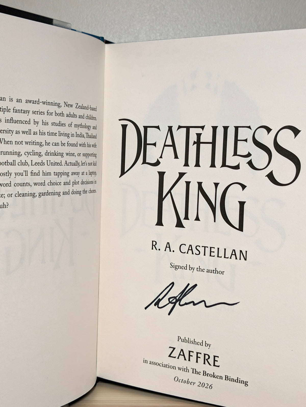 Deathless King by R. A. Castellan (Signed First Edition with sprayed edges) - Fialta Books