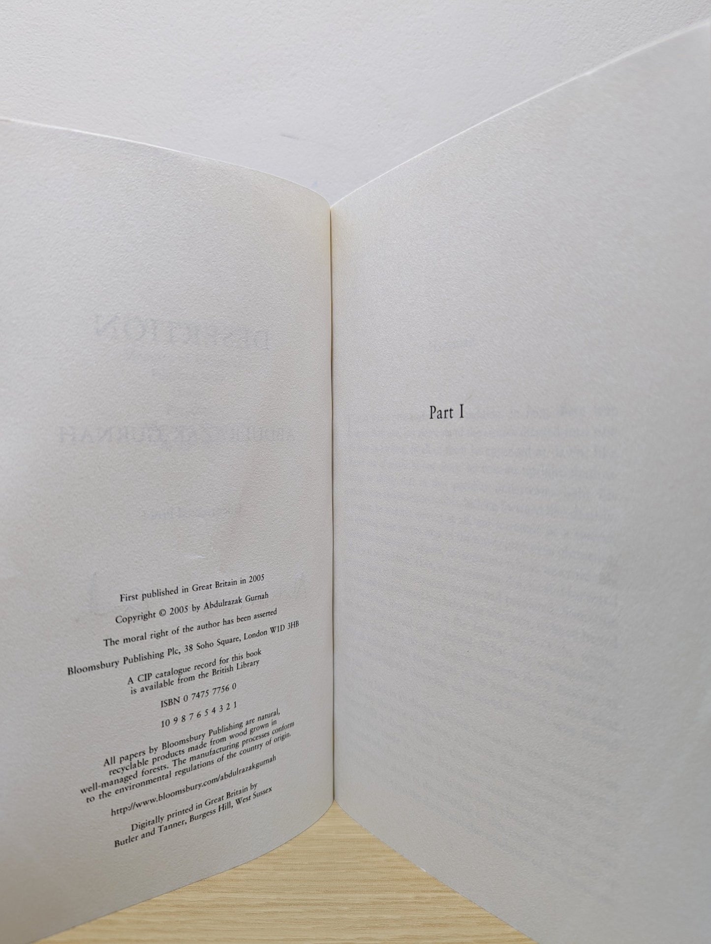 Desertion by Abdulrazak Gurnah (Signed Proof Edition) - Fialta Books