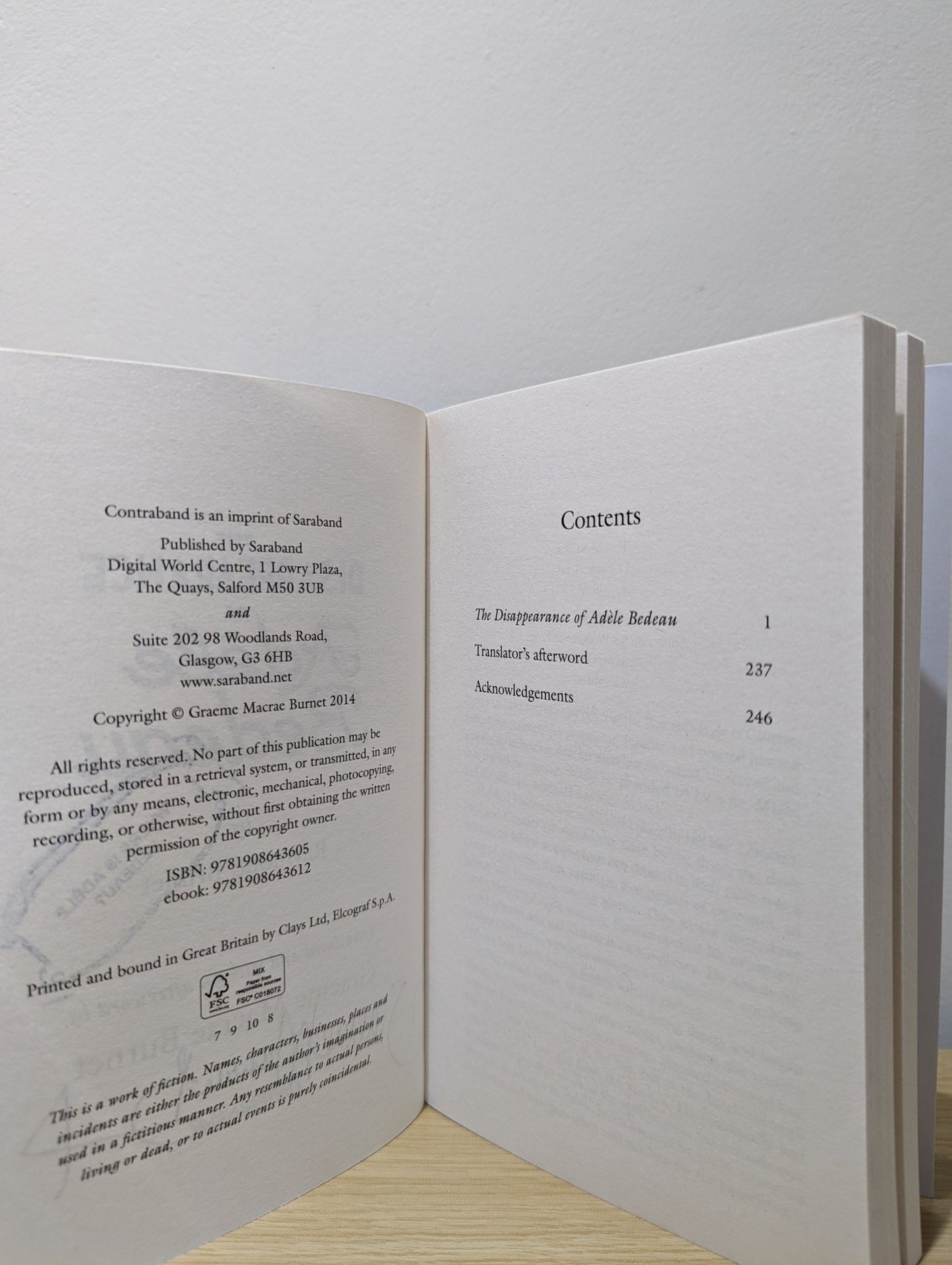 Disappearance Of Adele Bedeau by Graeme Macrae Burnet (Signed) - Fialta Books