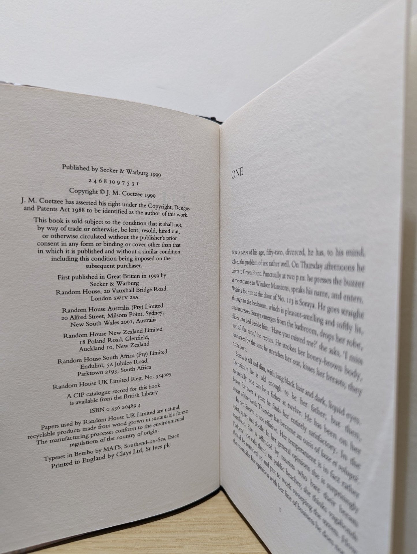 Disgrace by J. M. Coetzee (First Edition) - Fialta Books