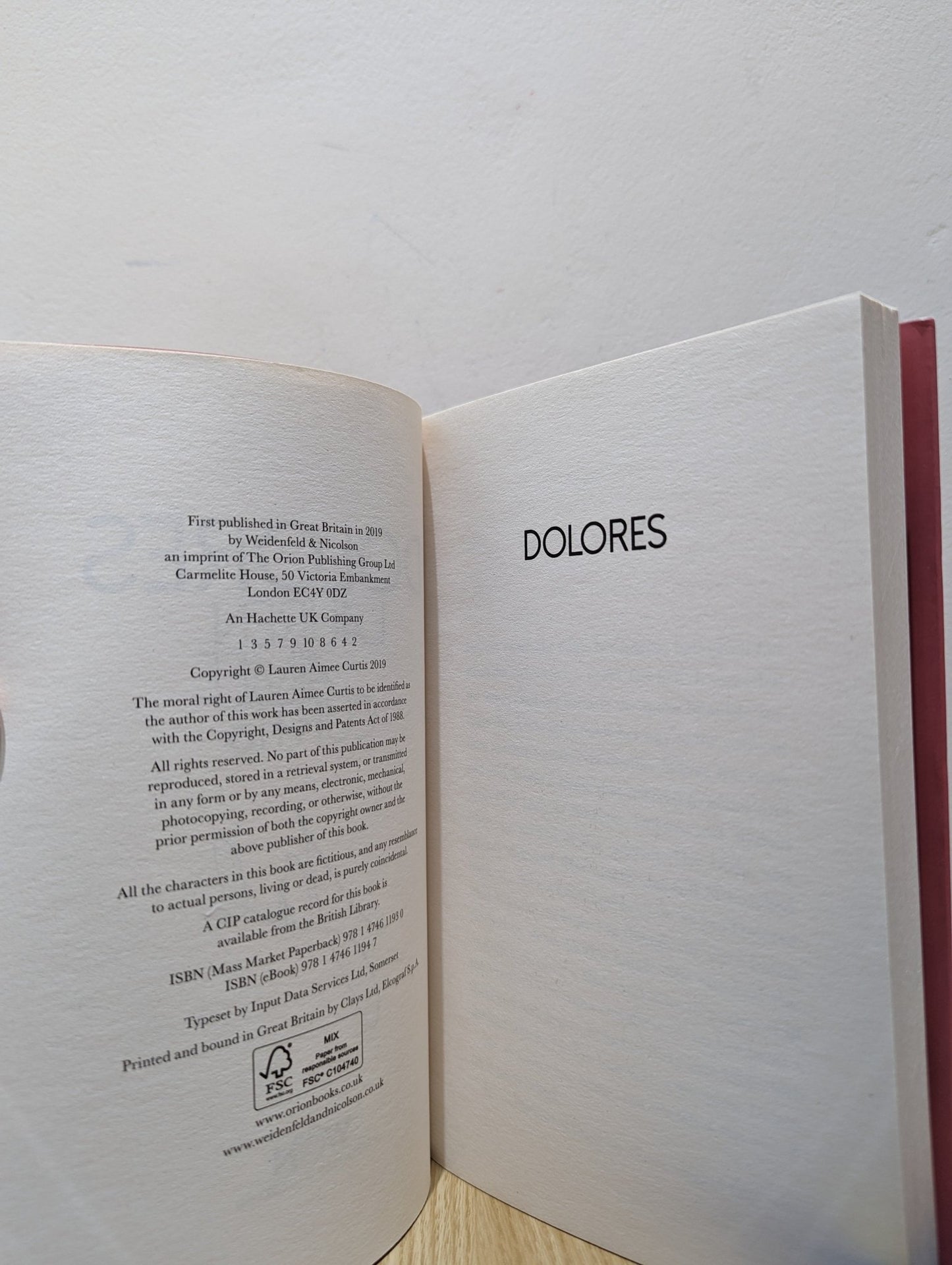 Dolores by Lauren Aimee Curtis (Signed First Edition) - Fialta Books
