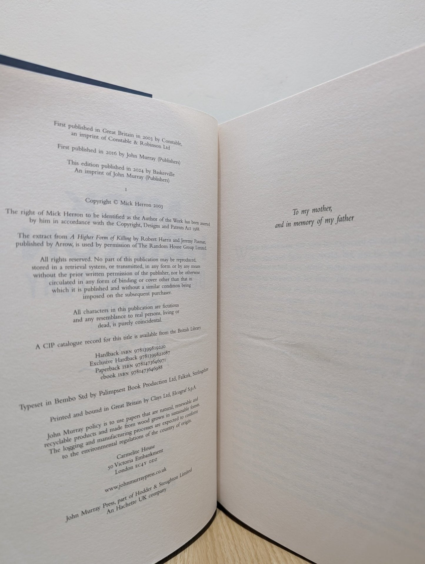 Down Cemetery Road: Zoe Boehm Thrillers 1 by Mick Herron (Signed) - Fialta Books