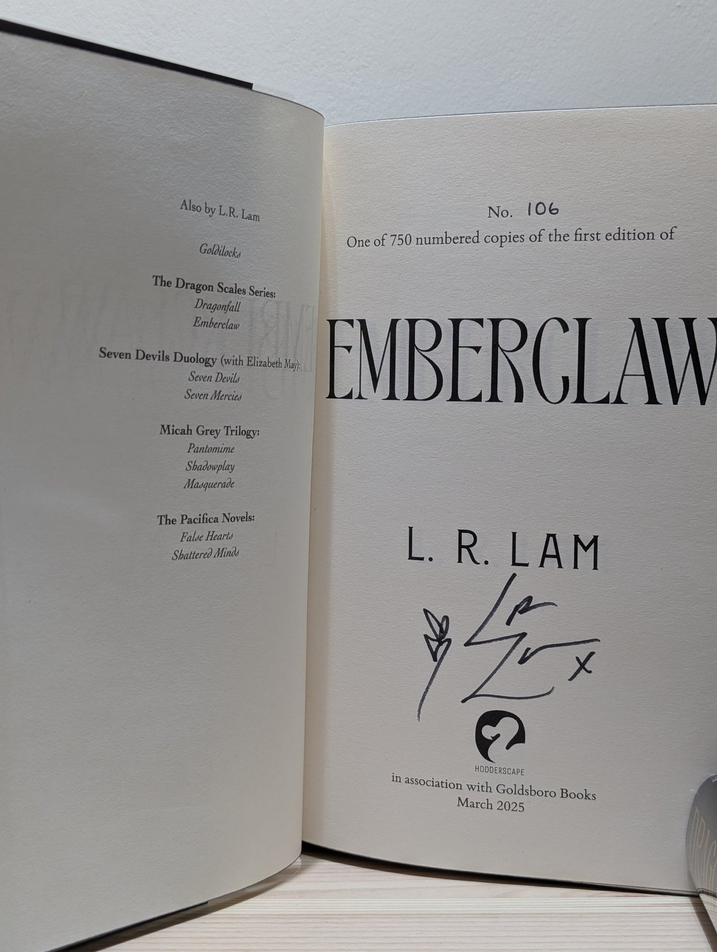 Dragonfall; Emberclaw by L.R. Lam (Signed Numbered First Edition with sprayed edges) - Fialta Books
