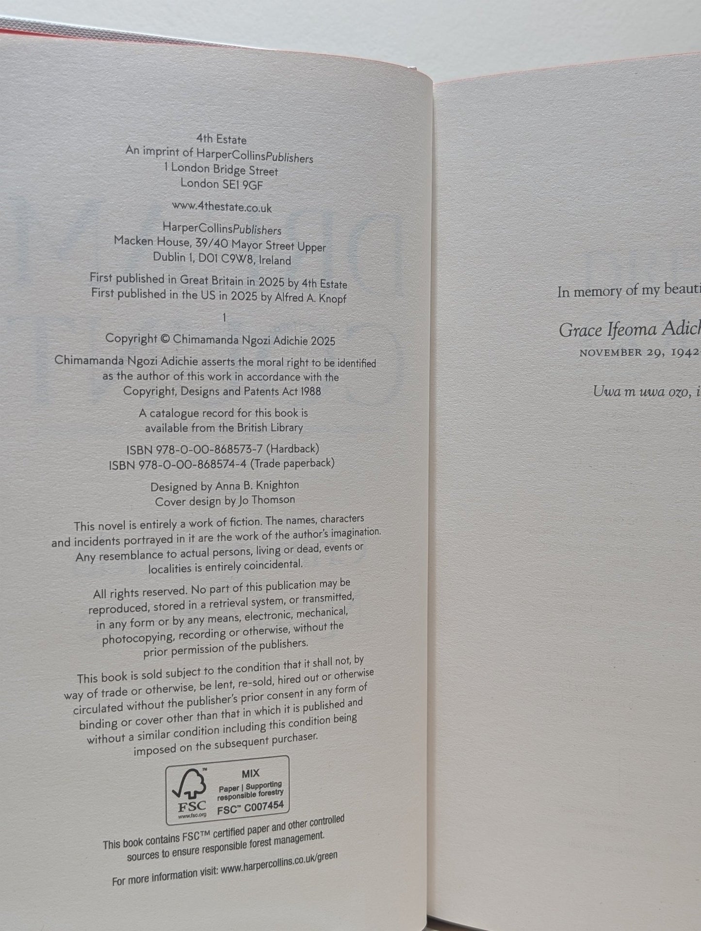 Dream Count by Chimamanda Ngozi Adichie (Signed First Edition with sprayed edges) - Fialta Books