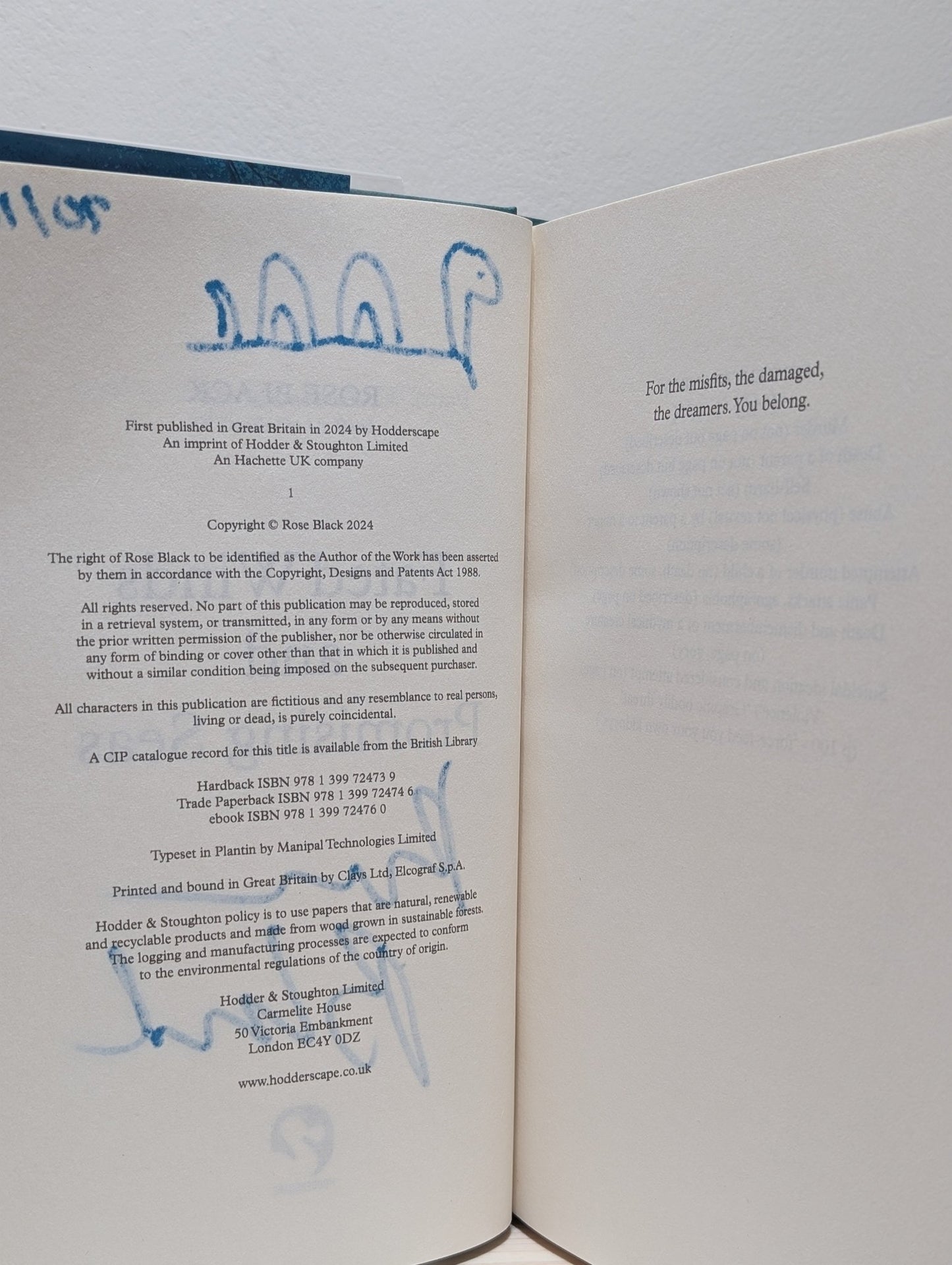 Fated Winds and Promising Seas by Rose Black (Signed Dated First Edition) - Fialta Books