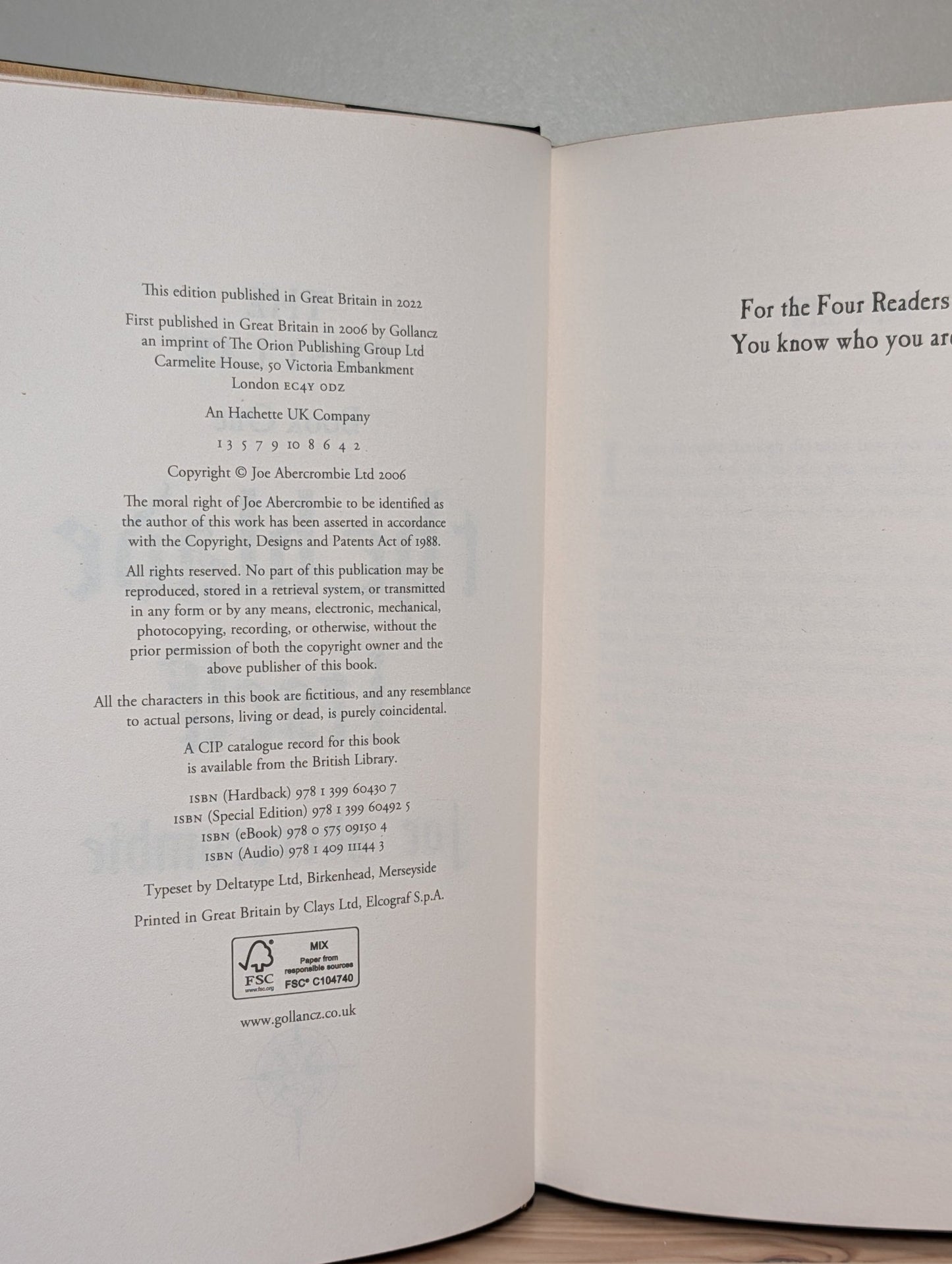 First Law: Blade Itself; Before They Are Hanged; Last Argument of Kings by Joe Abercrombie (Signed with sprayed edges) - Fialta Books