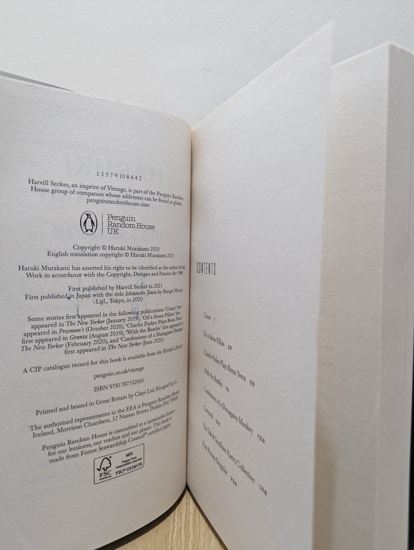 First Person Singular: Stories by Haruki Murakami (Signed First Edition) - Fialta Books