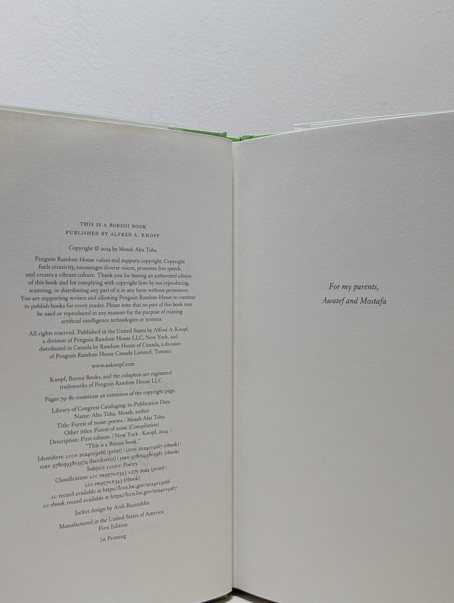 Forest of Noise: Poems by Mosab Abu Toha (Signed First Edition) - Fialta Books