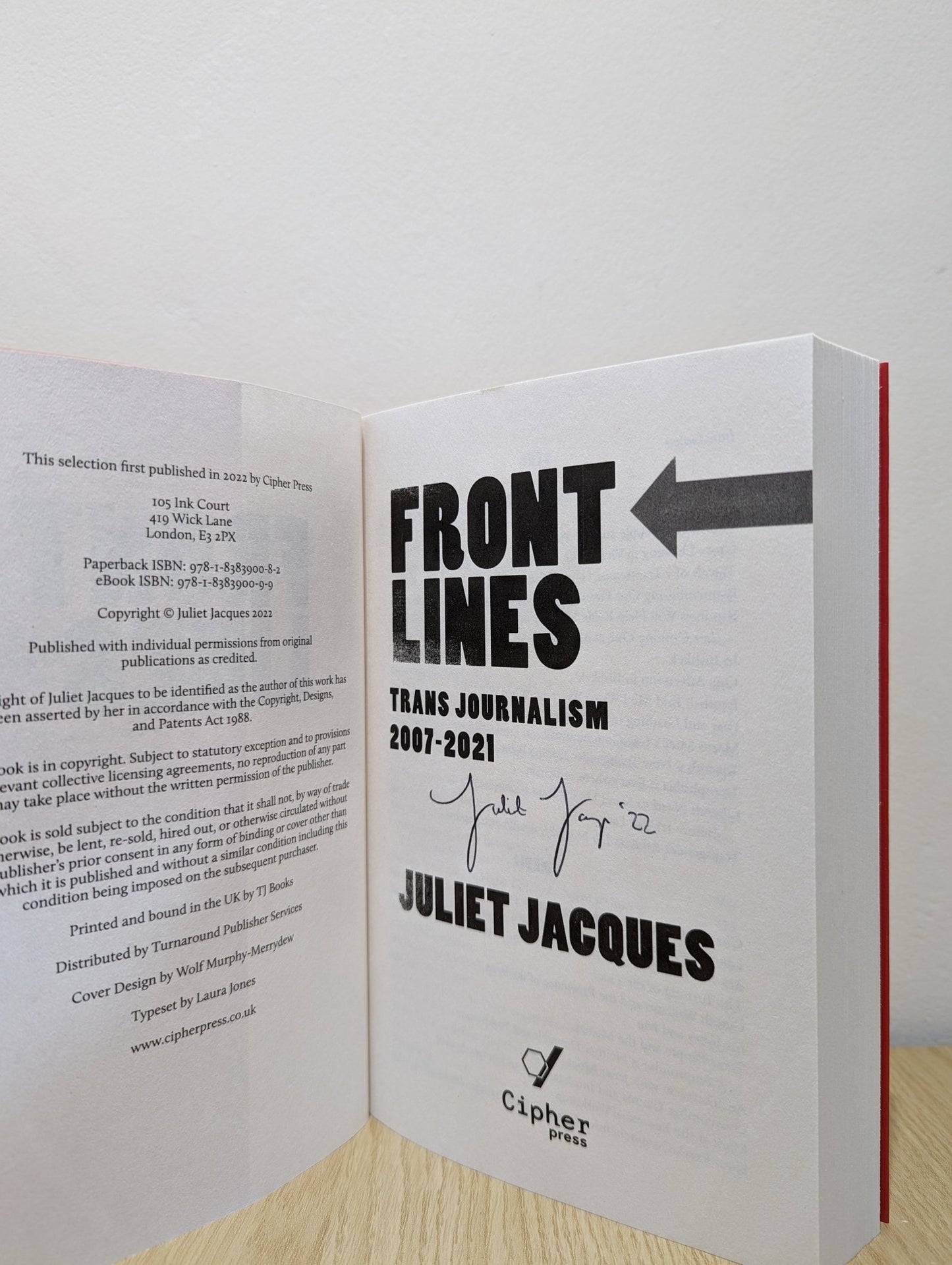 Front Lines: Trans Journalism 2007 - 2021 by Juliet Jacques (Signed First Edition) - Fialta Books