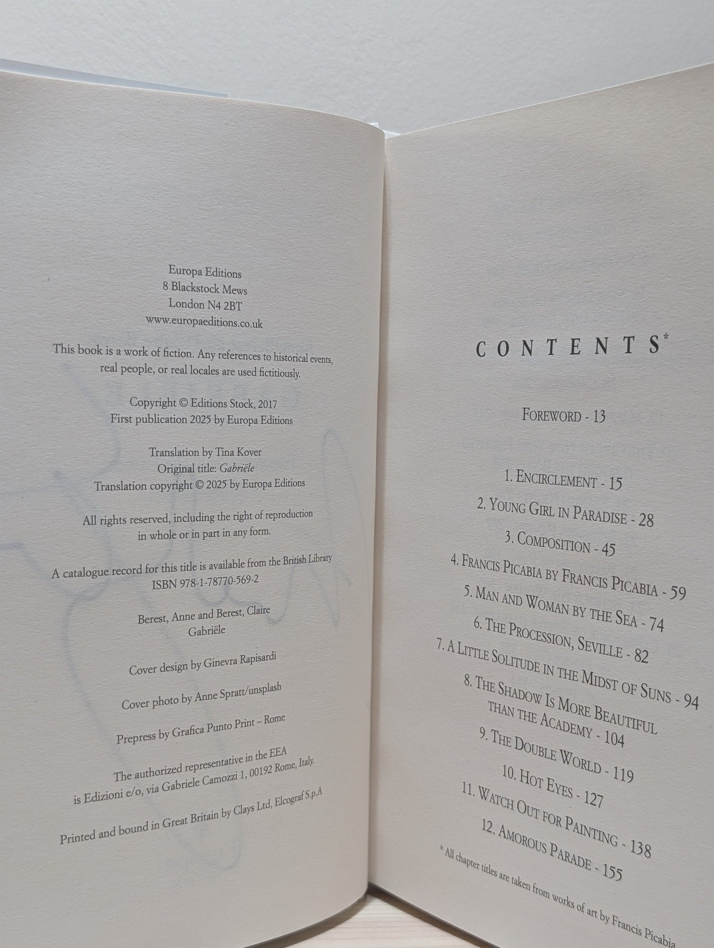 Gabriele by Anne Berest (Signed First Edition) - Fialta Books