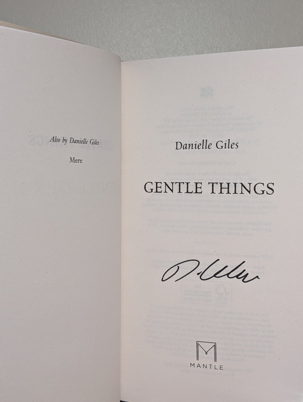 Gentle Things by Danielle Giles (Signed First Edition) - Fialta Books