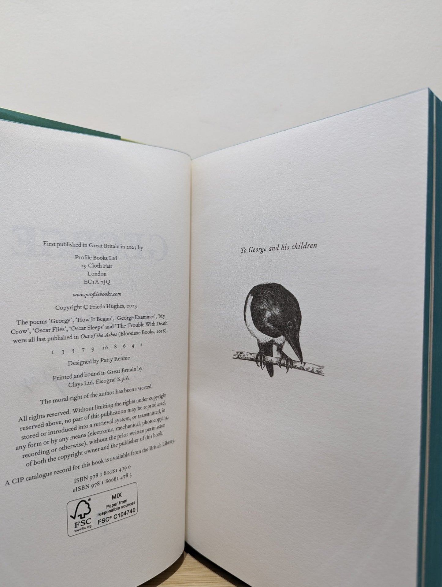 George: A Magpie Memoir by Frieda Hughes (Signed First Edition with sprayed edges) - Fialta Books