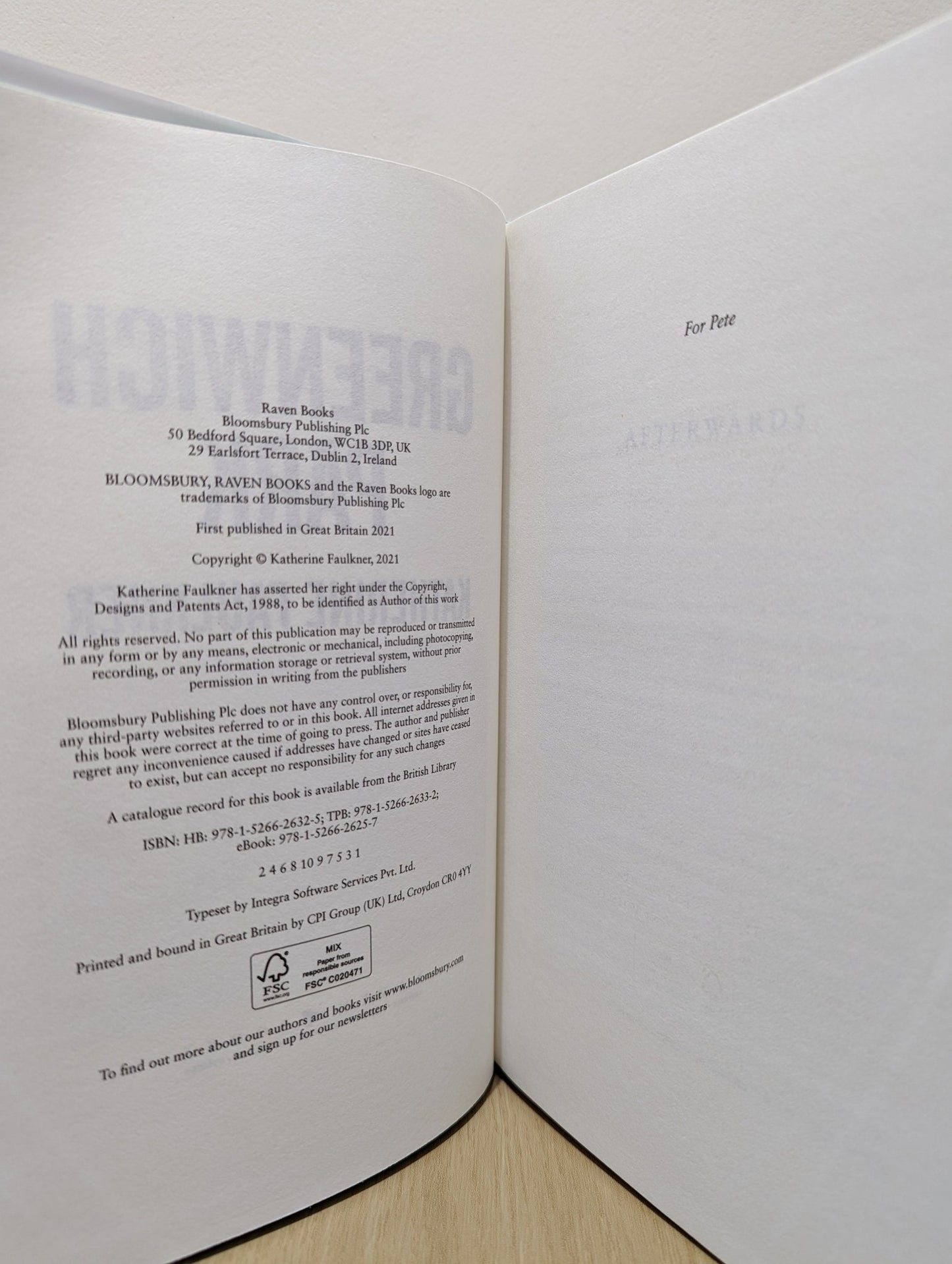 Greenwich Park by Katherine Faulkner (Signed First Edition) - Fialta Books